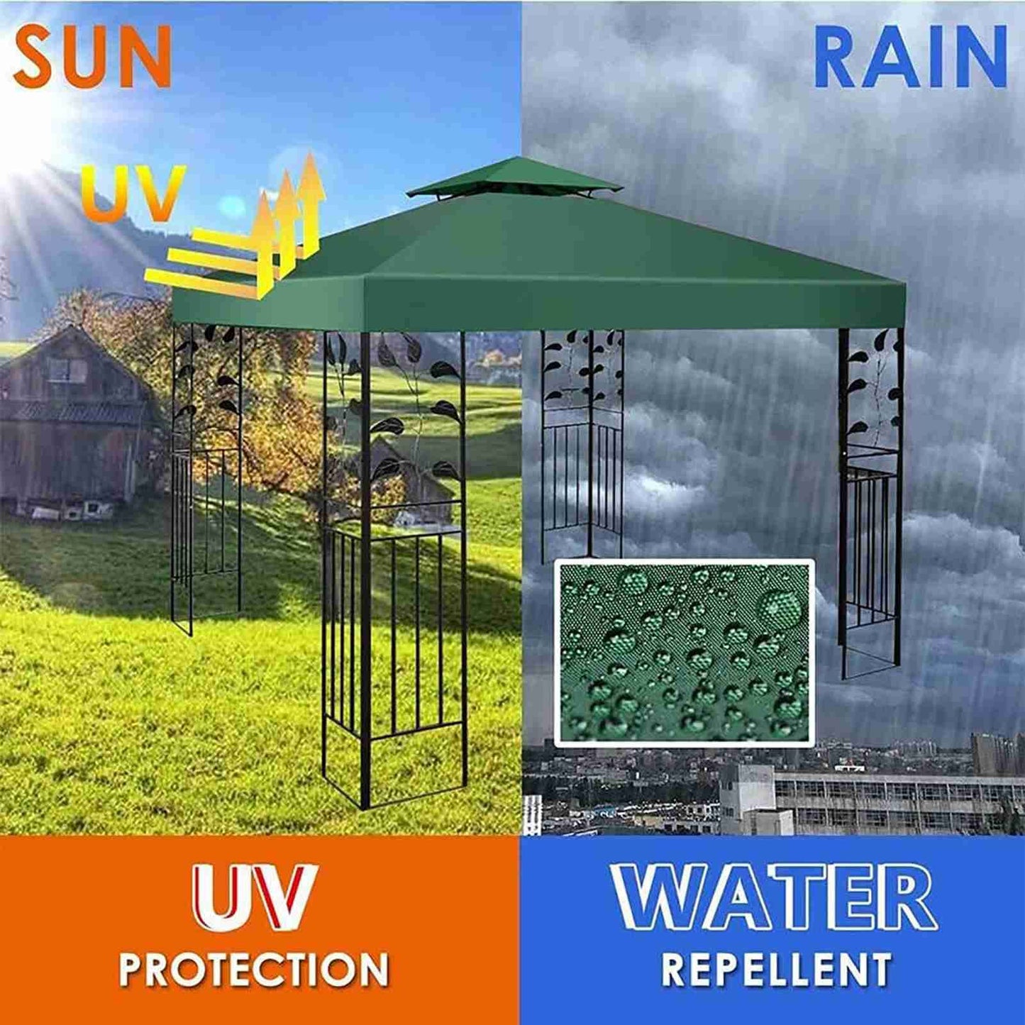 WEOBNAQ 10x10 Ft Gazebo Canopy Top Replacement Cover, Water Resistant Replacement Canopy,for Outdoor Patio Backyard Garden Lawn Sun Shade (Only Top) (red, 300x300cm/10x10ft)