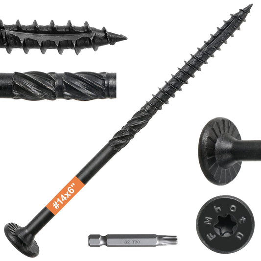 #14 x 6 Wood Structural Lag Screws 54Pcs Star Drive Decking Wood Screws, Rust Resistant Timber Screws for Timber/Log/Landscaping Wood