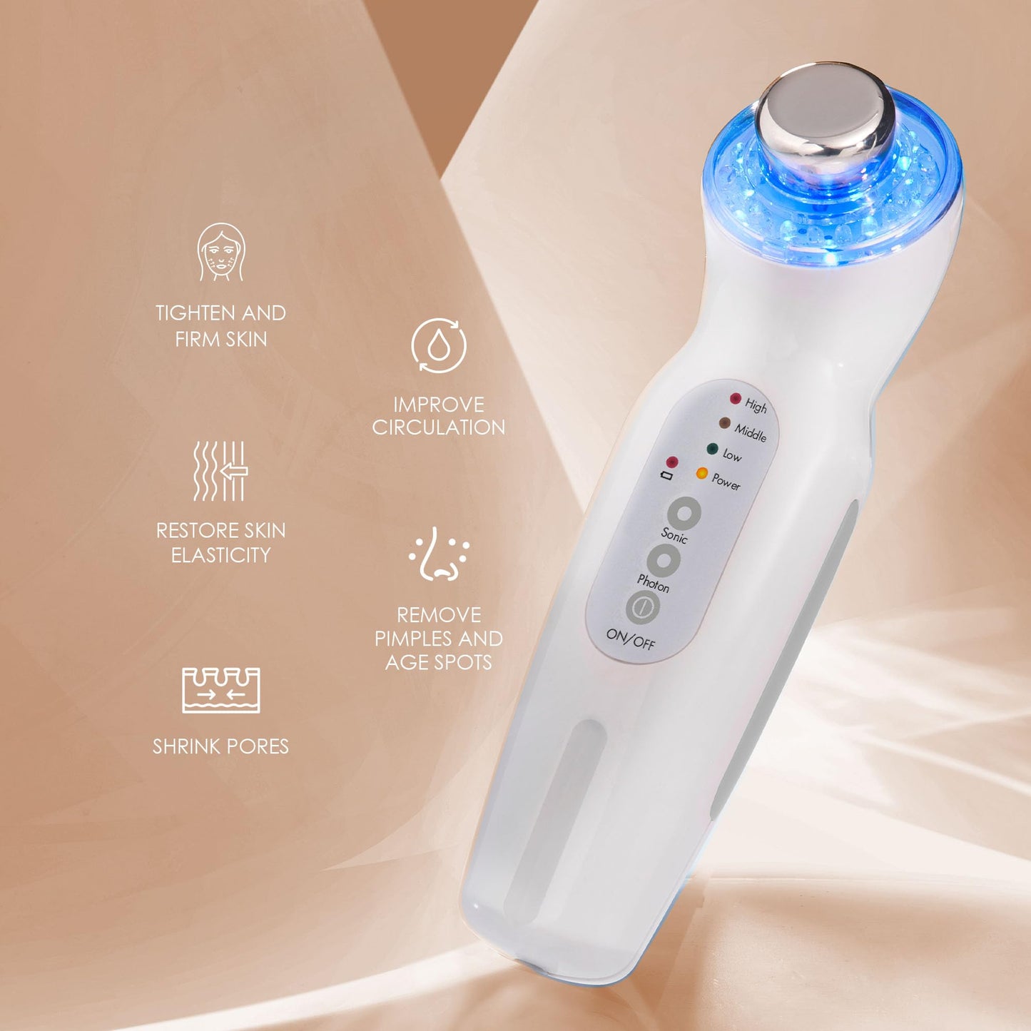 Project E Beauty LED Light Therapy Device | Red, Blue & Green LED Light Therapy | Vibration Therapy | Collagen Boost | Anti-Aging | Firming | Reduced Wrinkles | Anti-Blemish