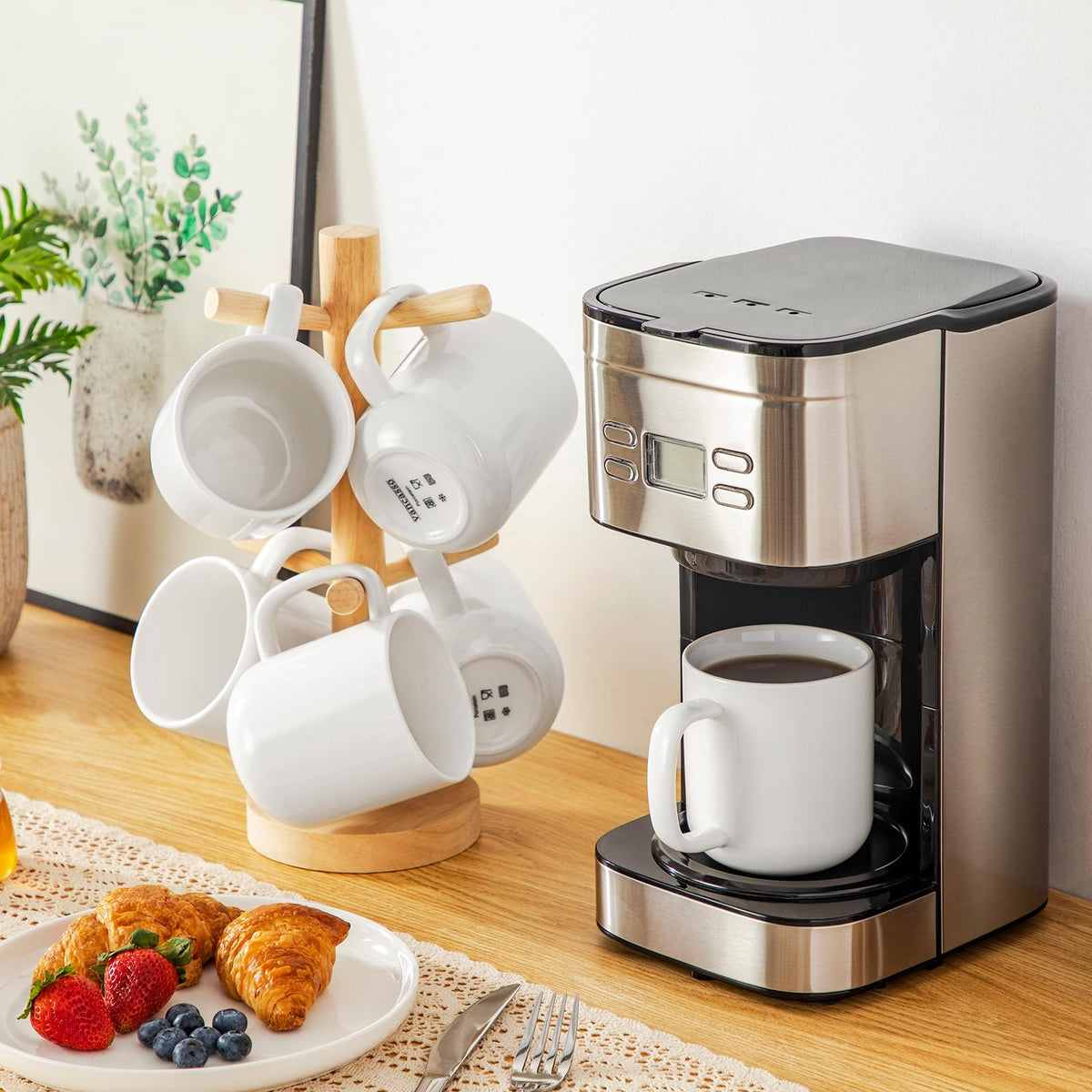 vancasso Porcelain Coffee Mugs Set, 16 oz Ceramic Coffee Cups for Latte Cappuccino Cocoa Milk Cups Set of 6, Dishwasher & Microwave Safe, White