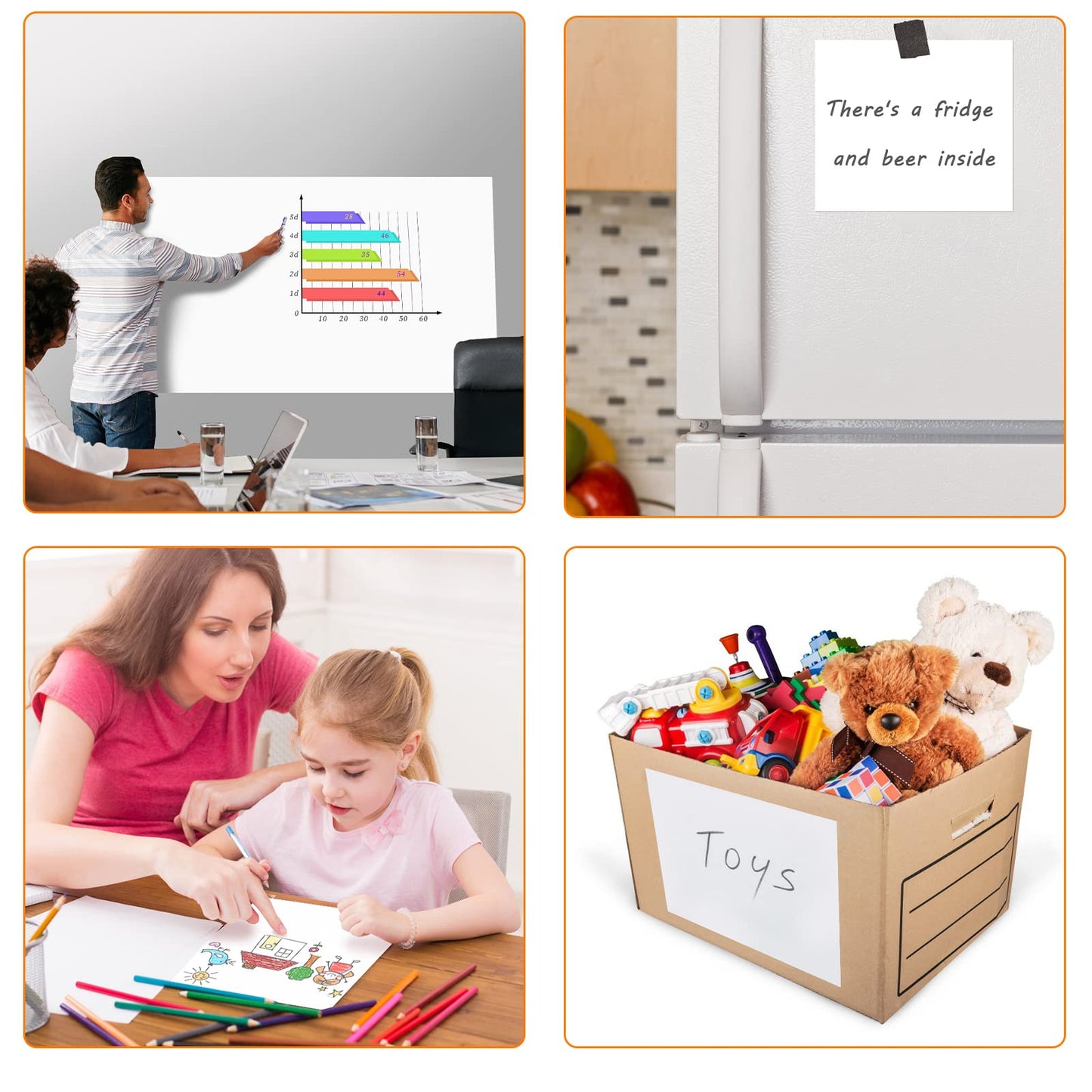 Nortix White Board Wallpaper, Modern Style Whiteboard Contact Paper, Super Sticky Whiteboard Sticker Wall Decal on Wall, Table, Doors, No Ghosting, 1 Piece (3 x 4 ft)
