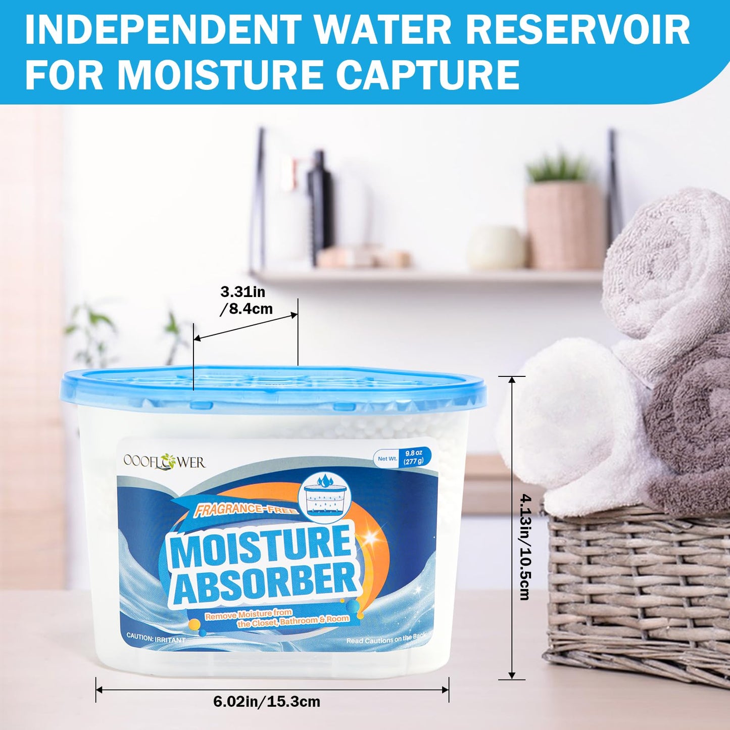 OOOFLOWER Moisture Absorber 12-Pack,Unscented Dehumidifier, Traps Excess Moisture & Humidity for Closets, Bathrooms, RVs, Basements,9.8 oz (277g) Each