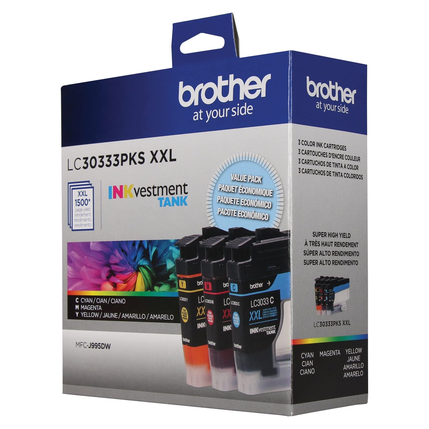 Brother Genuine LC30333PKS Super High-Yield Colour Ink Cartridge Value Pack, Original Ink Replacement cartridges, Cyan/Magenta/Yellow, Ink for Brother Inkjet Printers MFC-J995DW and MFC-J995DWXL