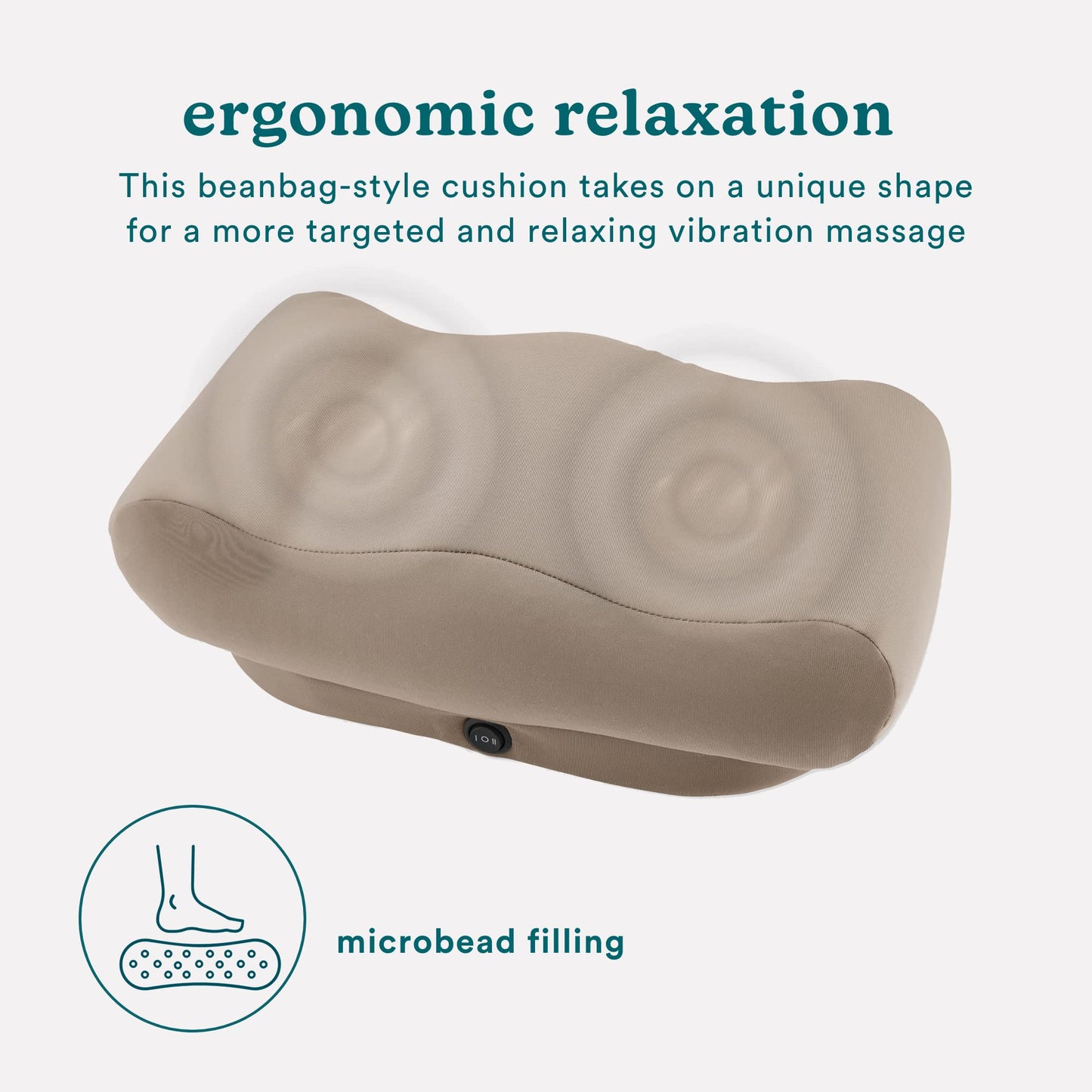 Homedics Comfy Footrest Massager, Soothes Tired Feet and Toes, Invigorating Vibrations, Beanbag-Style Cushion, Soft Pedestal, Total-Foot Relaxation, One-Switch Controls, for Home or Office