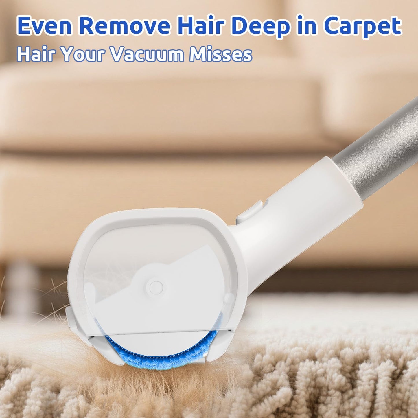 ACE2ACE Carpet Roller for Pet Hair, Self-Collected Pet Hair Removal Tool, Reusable Carpets Rake, 5 Feet Long Handle No Bending No Kneeling, Cat Dog Hair Remover for Carpet, Rugs, Mats, Blue