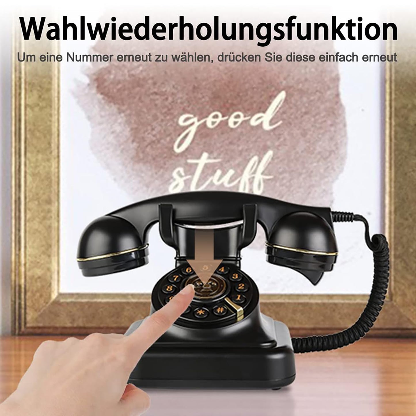 Sangyn Retro Landline Telephone Classic Rotary Design Old Fashioned Corded Desk Phone for Home and Office