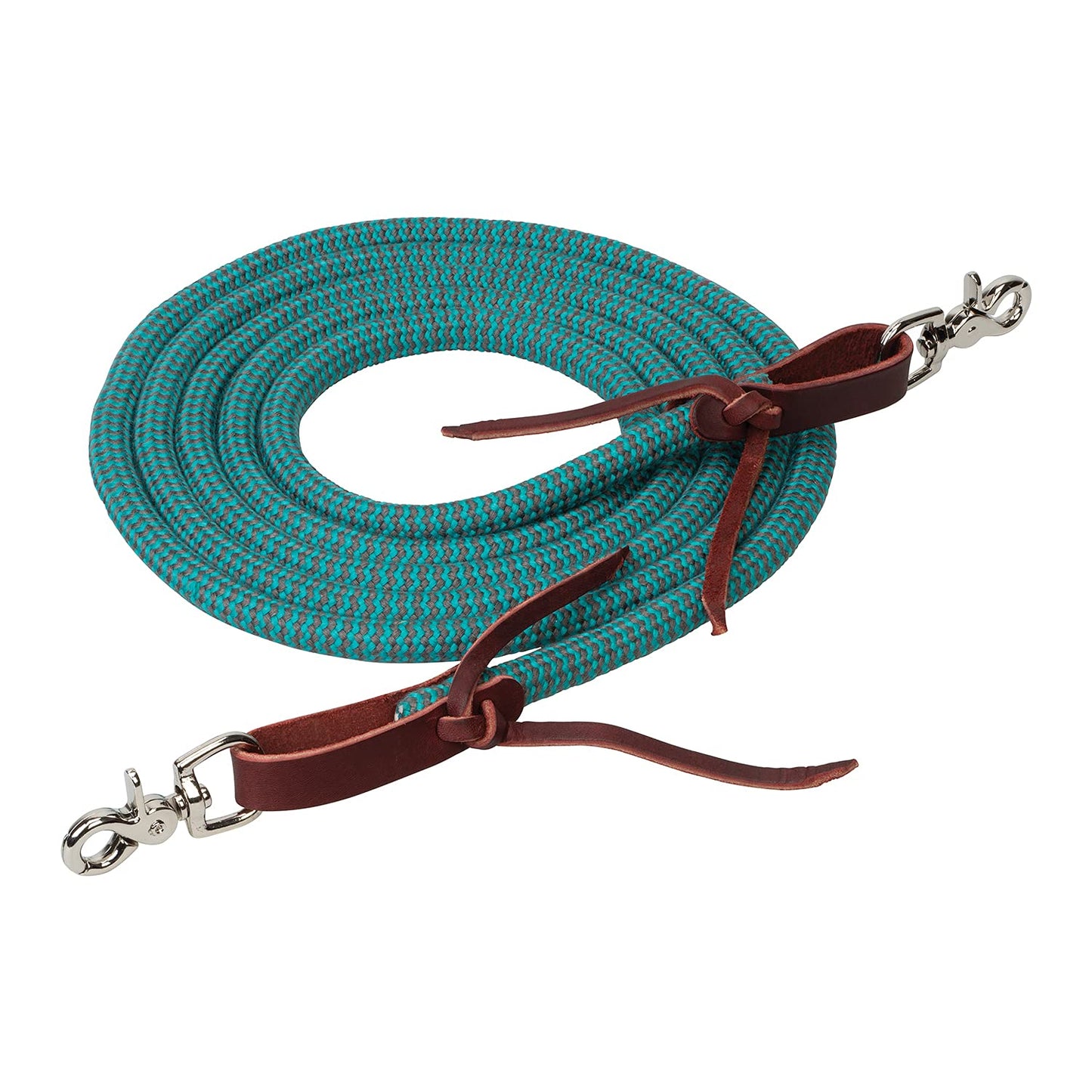 EcoLuxe Bamboo Round Trail Rein, 1/2" X 10', Turquoise/Charcoal