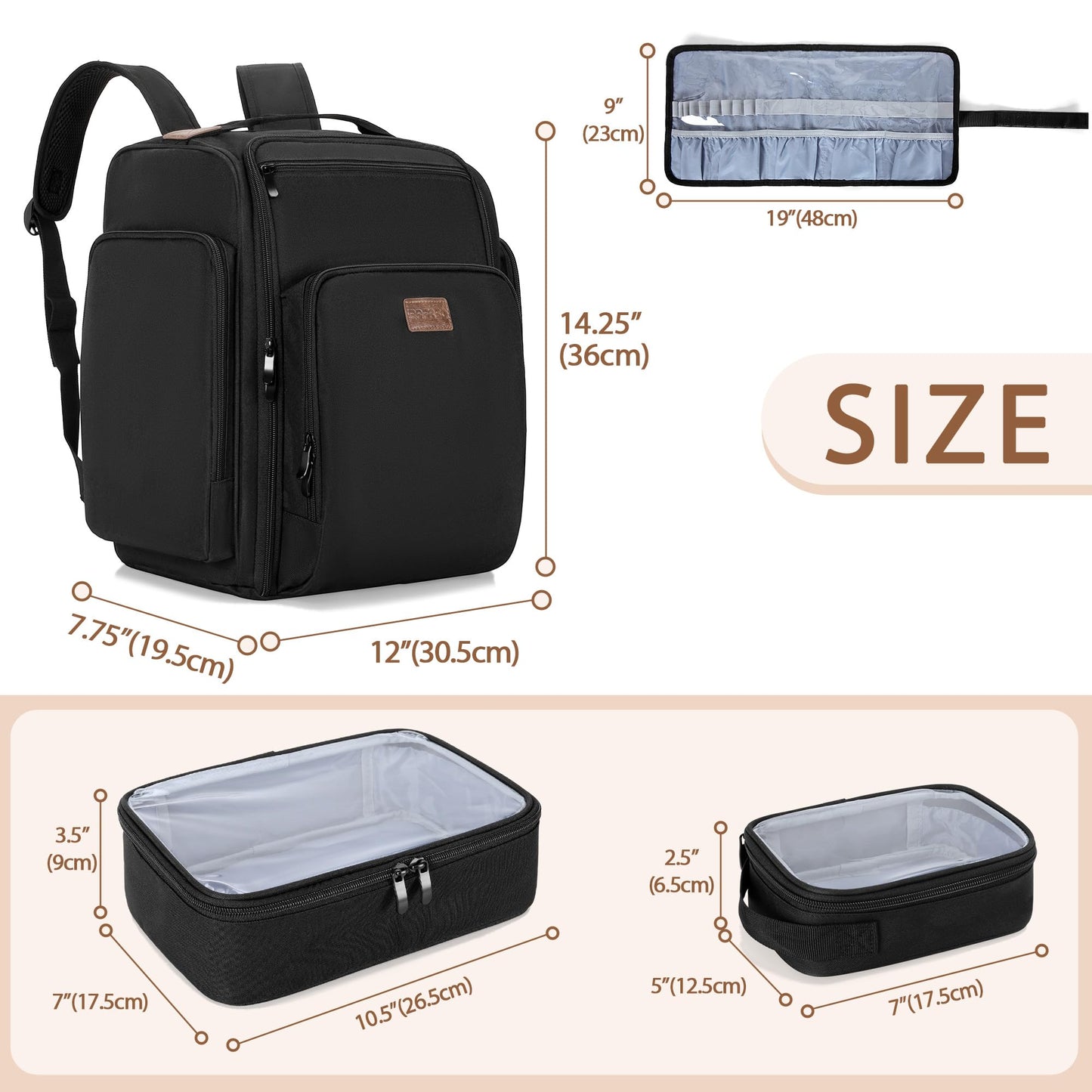 BAFASO Makeup Backpack with 4 Inner Removable Pouches and 1 Makeup Brush Bag, Makeup Artist Bag Tattoo Bag Backpack with Multiple Storage Space, Black