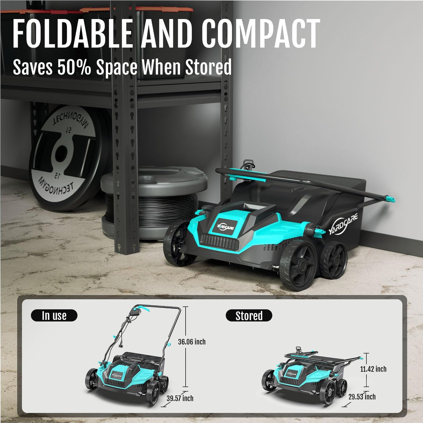 (2025 New) YARDCARE Electric Dethatcher and Scarifier, 2-in-1 Powerful Lawn Dethatcher with 10.5 Gal Thatch Bag, 5-Position Height Adjustment, Dual Switch, Keep Lawn Healthy