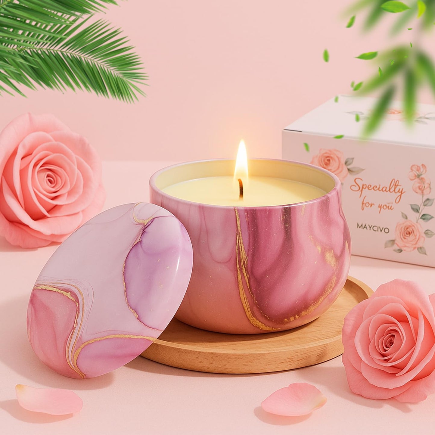 Birthday Gifts for Women Self Care Gifts Get Well Soon Gifts, Care Package Rose Relaxing Spa Gifts Basket w/ Luxury Flannel Blanket, Unique Mothers Day Gifts for Mom Her Friend Sister Wife Grandma