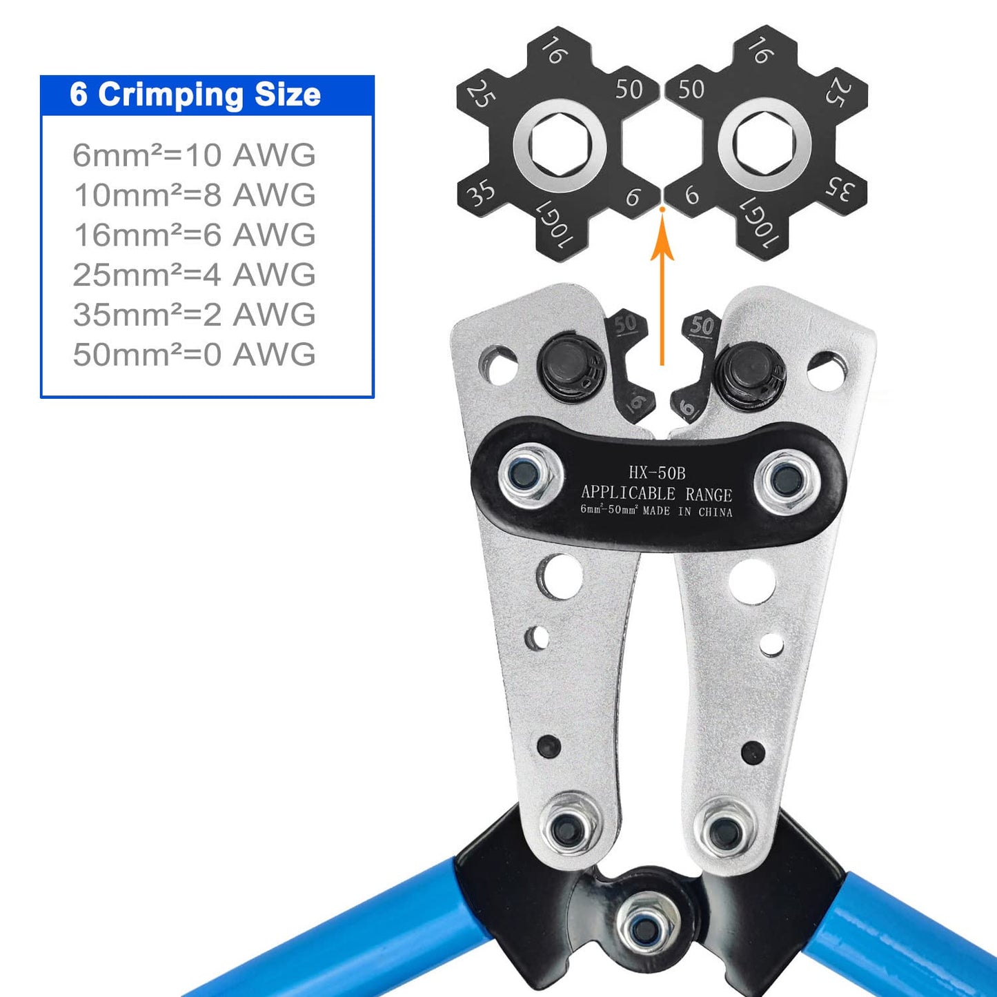 Brileine Battery Cable Crimping Tool 10-1 AWG with Heat Shrink Tubing Kit, 8 Sizes 60Pcs Copper Ring Terminals Battery Terminal Crimper Set for Heavy Duty Wire Lugs, Battery Cable Lug Crimping Tool