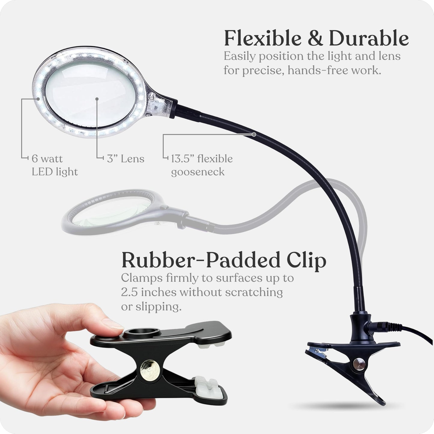 Brightech LightView Flex Magnifying Desk Lamp, 1.75X Light Magnifier, Adjustable Magnifying Glass with Light for Crafts, Reading, Close Work