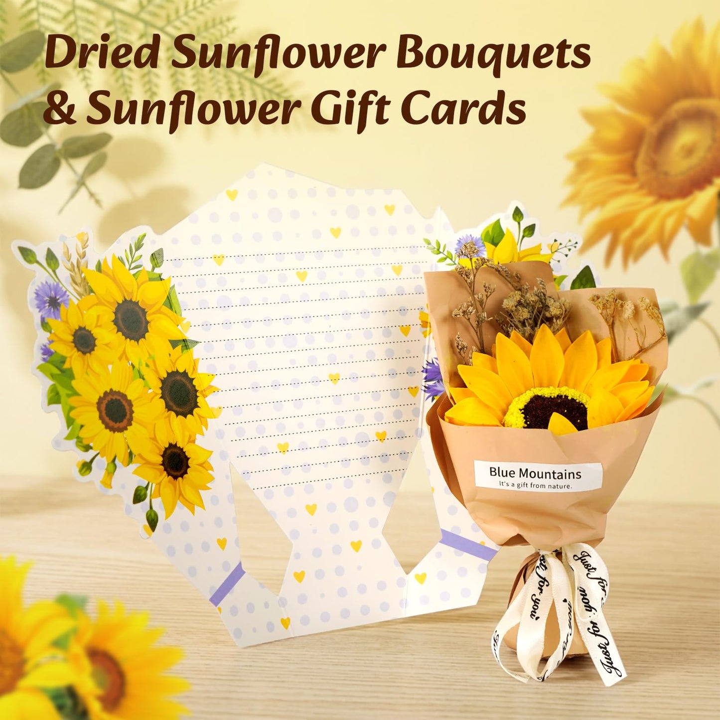 ElatedMore Sunflower Gift Basket for Women,14-Piece Self Care Gift Set, Mothers Day Gift Basket for Mom, Birthday Get Well Thank You Sunshine Care Package for Women Sister Wife Friend（Yellow）