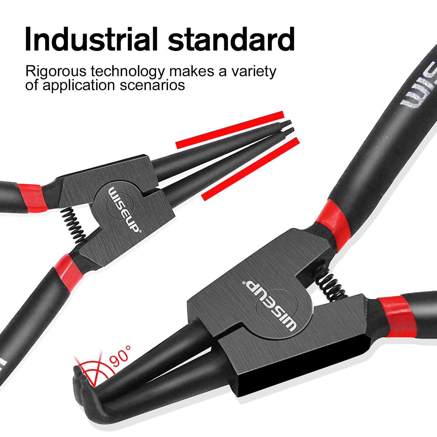 WISEUP Snap Ring Pliers Set With 225pcs Retaining Ring Set, 4PCS-7 inch (Tip Diameter 1/20") Circlip Pliers Kit,Straight/Bent Jaw Pliers Tips C-Clip Pliers for Ring Remover with Storage Pouch