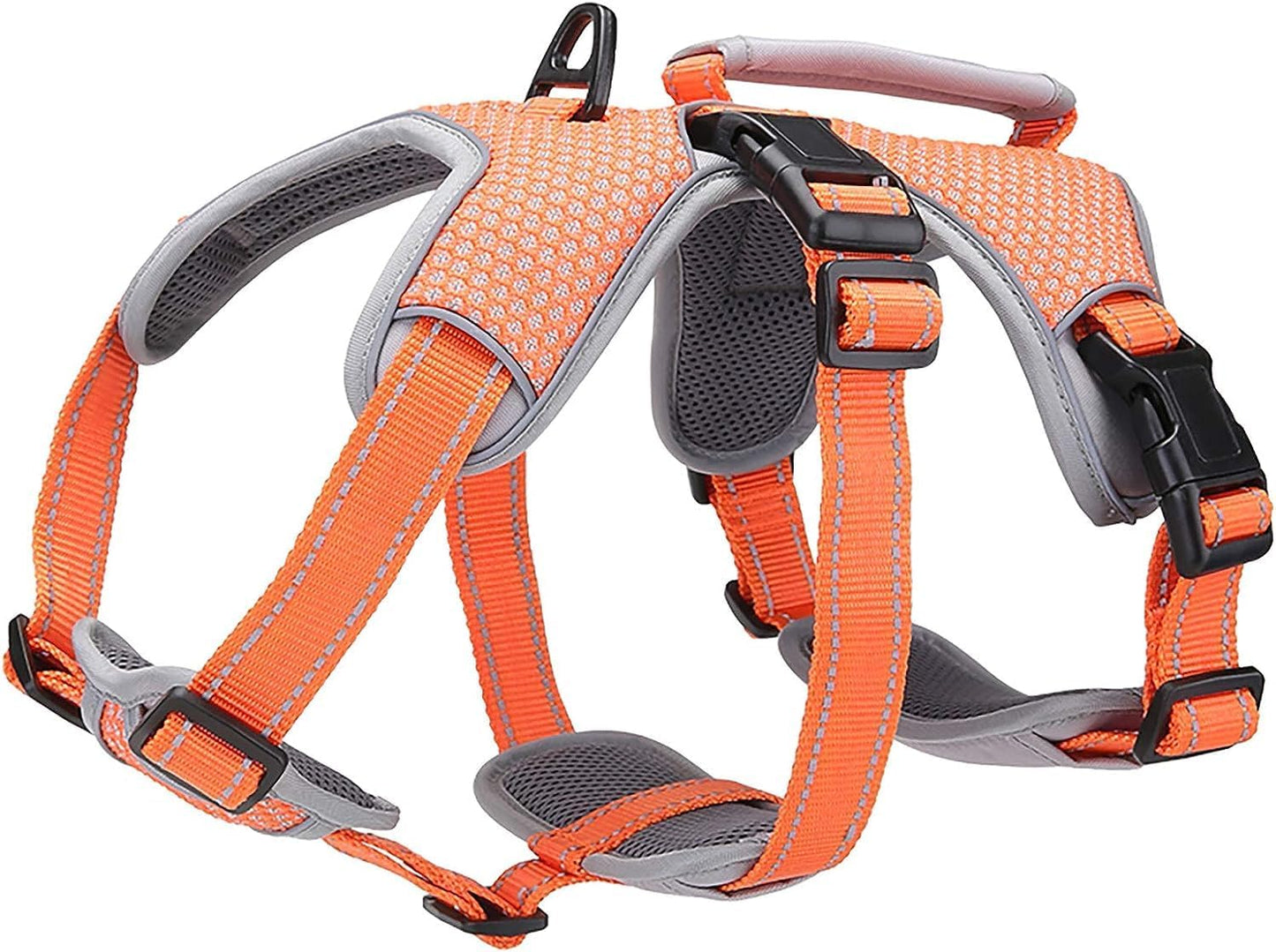 BELPRO Escape Proof Dog Harness, Multi-Use Support Dog Vest, No Pull Reflective Adjustable Pet Vest with Padded Handle, Dog Walking Harness for Big/Active Dogs (Orange,M)