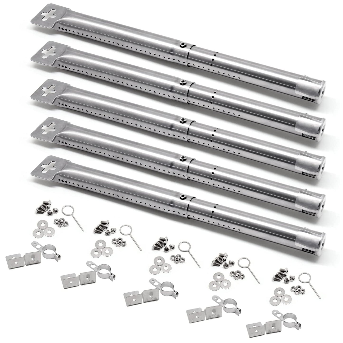 Criditpid Adjustable Stainless Steel Pipe Burner Tube Replacement for Perfect Flame, Master Forge, Uniflame and Other Model Grills, Extends from 12" to 17 1/2" Long, Tube Dia. 1", 5 Pack