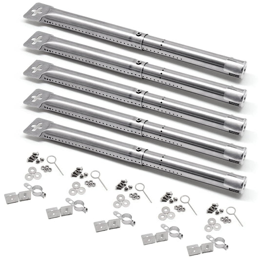Criditpid Adjustable Stainless Steel Pipe Burner Tube Replacement for Perfect Flame, Master Forge, Uniflame and Other Model Grills, Extends from 12" to 17 1/2" Long, Tube Dia. 1", 5 Pack