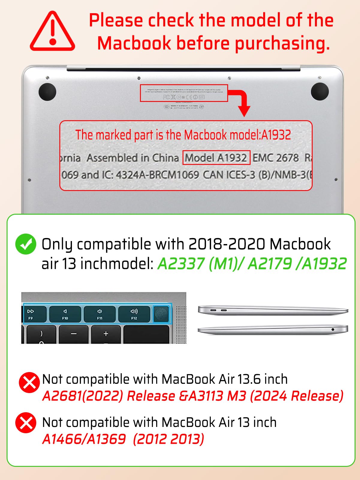 Seorsok Compatible with MacBook Air 13 Inch Case2022 2021 2020 2019 2018 Release A1932 A2179 M1 A2337 Touch ID,Elegant Leather Plastic Hard Shell Case Transparent Keyboard Cover,Pink Woven Fabric