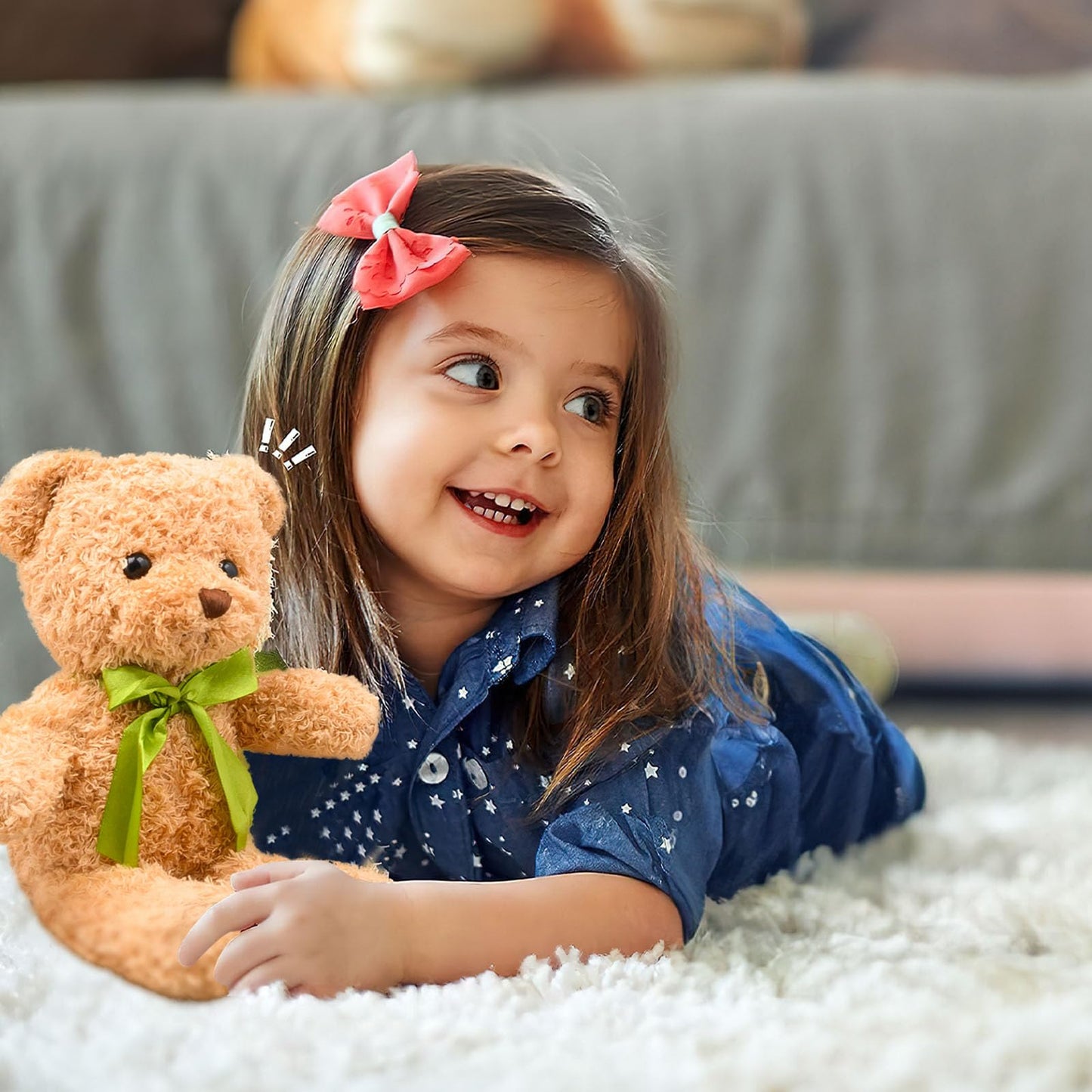 15 Pack Stuffed Bear Plush Toy, Soft Plush Stuffed Animal, 10 Inch Small Cute Plush Bears Toys Teddy Bear Bulk with Bow Tie for Baby Shower Birthday Gift Party Supplies(Light Brown & White)