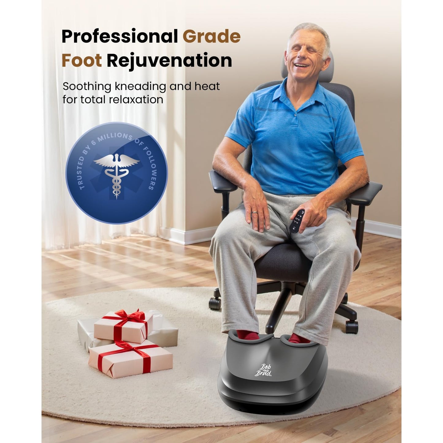 BOB AND BRAD Foot Massager with Heat and Remote, Electric Feet Massager Machine for Men Size 12