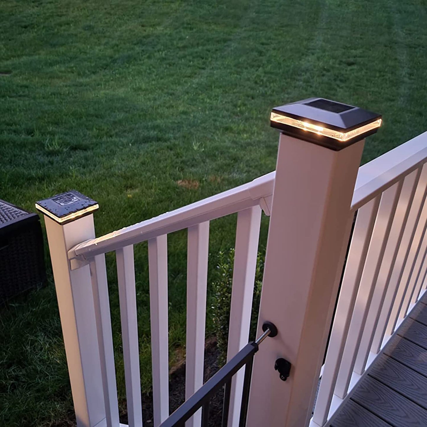 Viewsun 6 Pack Solar Post Lights, Outdoor Fence Post Cap Light Solar Powered Caps for Deck, Patio, Garden Decor, Warm White High Brightness SMD LED Lighting, Lamp Fits for 4x4 or 6x6 Wooden Posts