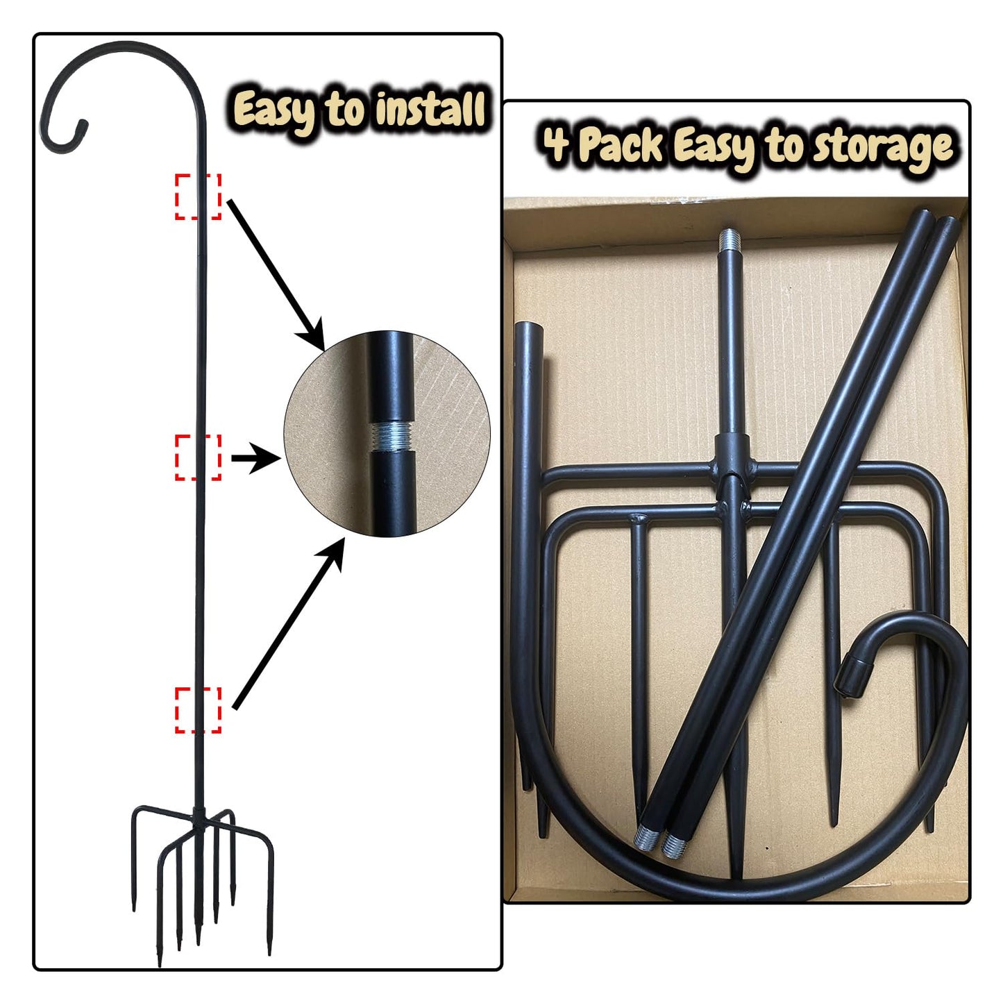 Heavy Duty Outdoor Shepherd Hooks，Adjustable Bird Feeder Pole Stands with 7 Prongs Base，76 Inches Garden Plant Stand Plant Hanger for Bird Feeders,Solar Lights,Plant Flower Basket,Wedding Decor