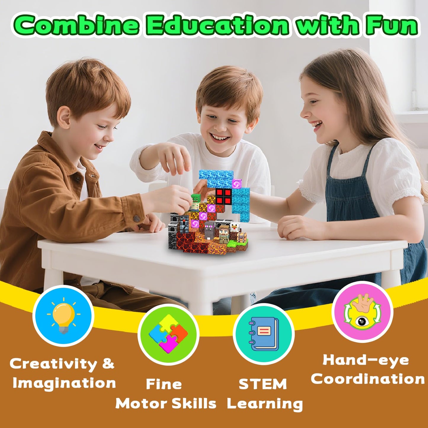 Magnetic Blocks, 150PCS 0.8inch Magnetic Tiles Building Blocks, Magnetic Cubes STEM Sensory Game Toys Christmas Birthday Gifts for Kids Girls Age 3+