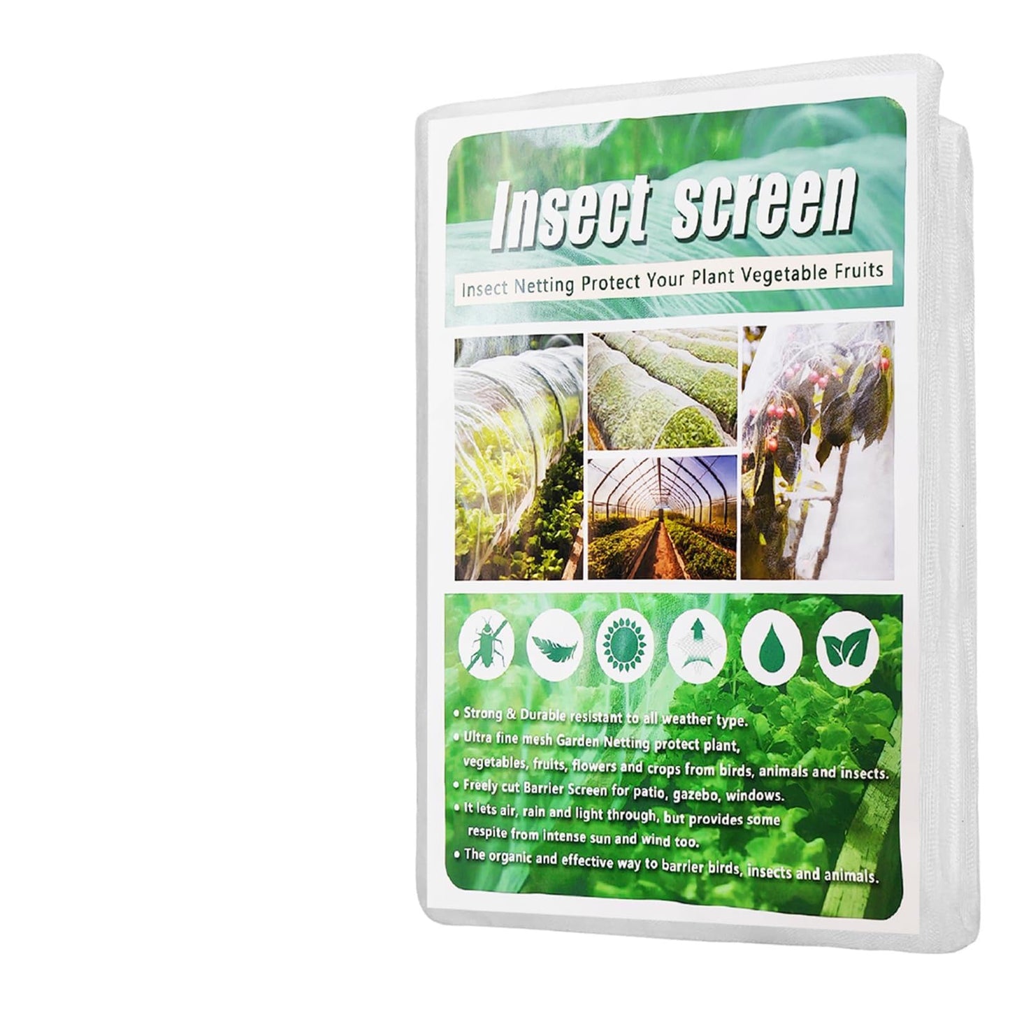 10X50FT Heavy Duty Garden Mesh Netting with Reinforced Double-Layer Edges, 40g/㎡ Ultra Fine Plant Cover for Anti Mosquito and Birds, Insect Mesh Barrier for Vegetables Plants Fruits Flowers (3X15M)