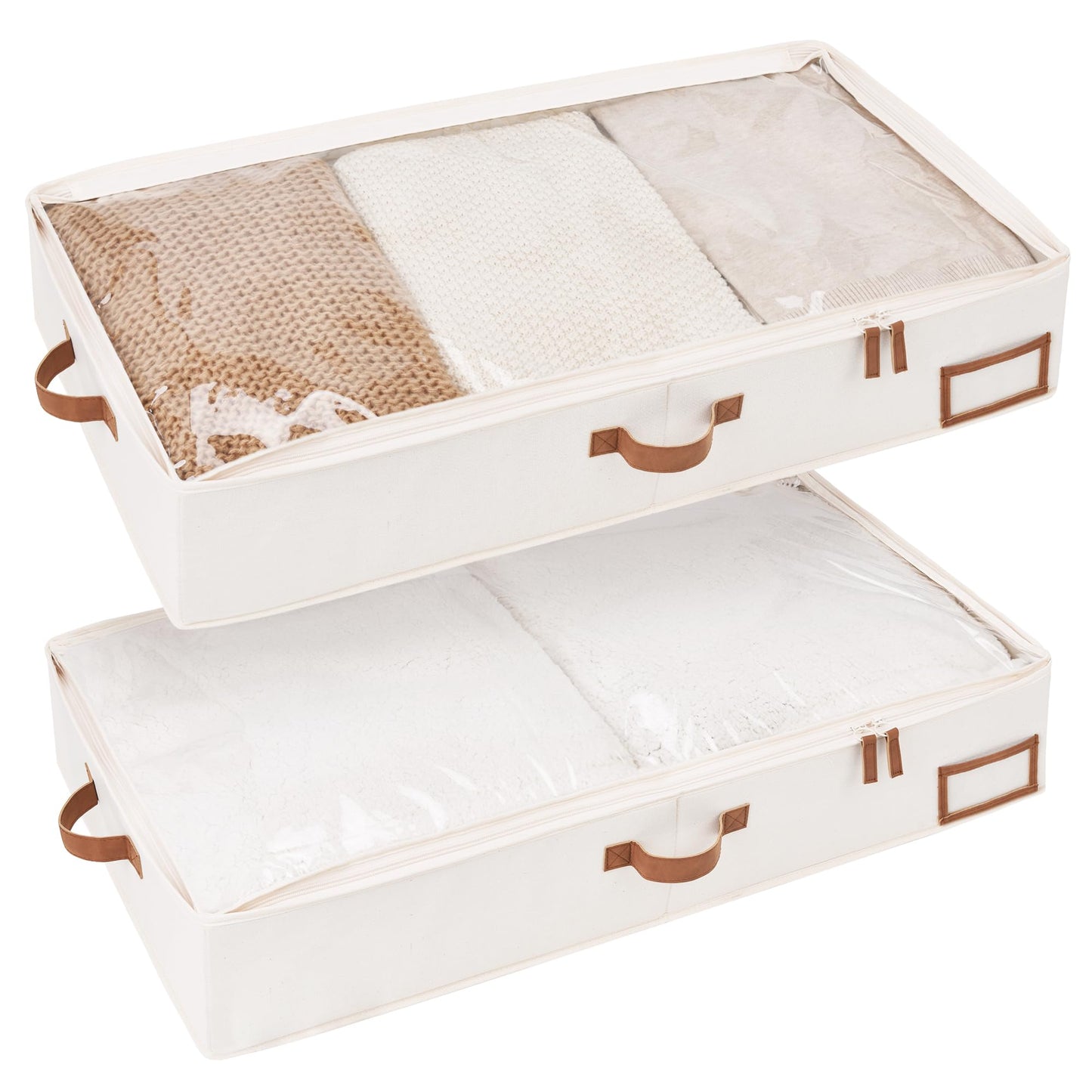 StorageWorks Large Under Bed Storage Containers with Handles and Label Holder, 2 Pack Ultra-thick Fabric Underbed Bins, Closet Organizer for Clothes, Blankets, Sweater
