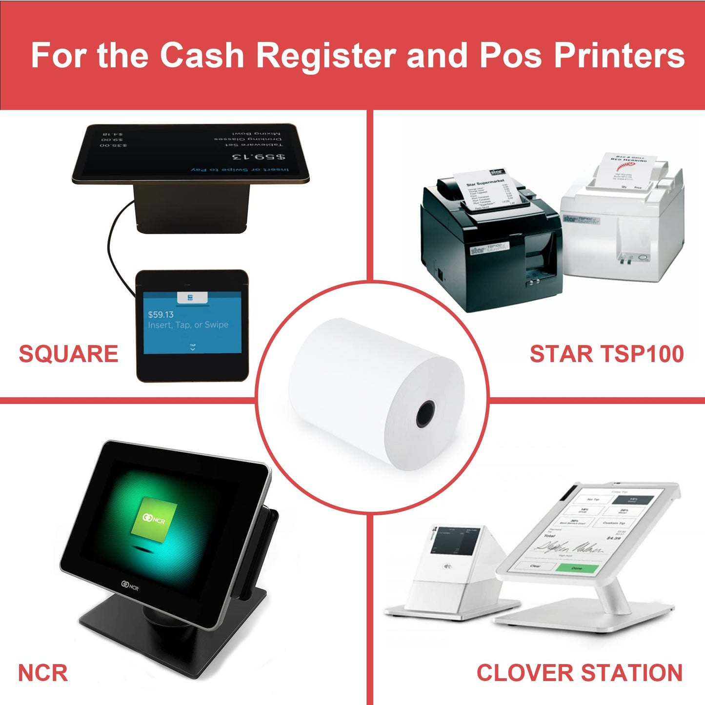 L LIKED 3-1/8"（3.125"） x 200' Thermal Paper Receipt Rolls, 30 Rolls Cash Register POS Receipt Paper