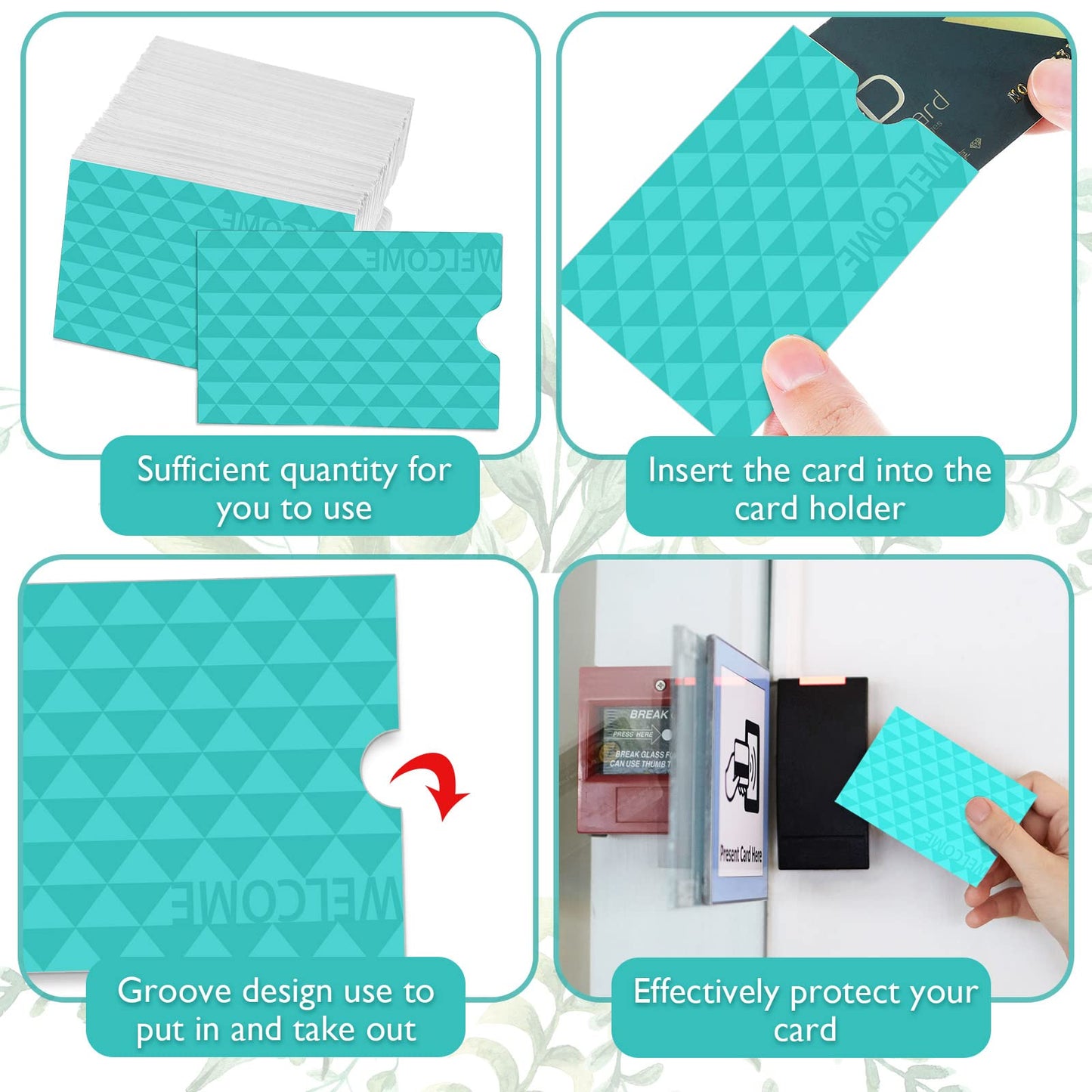Jutom 1000 Pcs Key Card Envelopes Hotel Key Card Holder Sleeves Enjoy Your Stay Welcome Gift Envelope Sleeve Bulk for Guest Room Access & Business Hotel Business Office, 2.4 x 3.5 Inch(Fresh Style)
