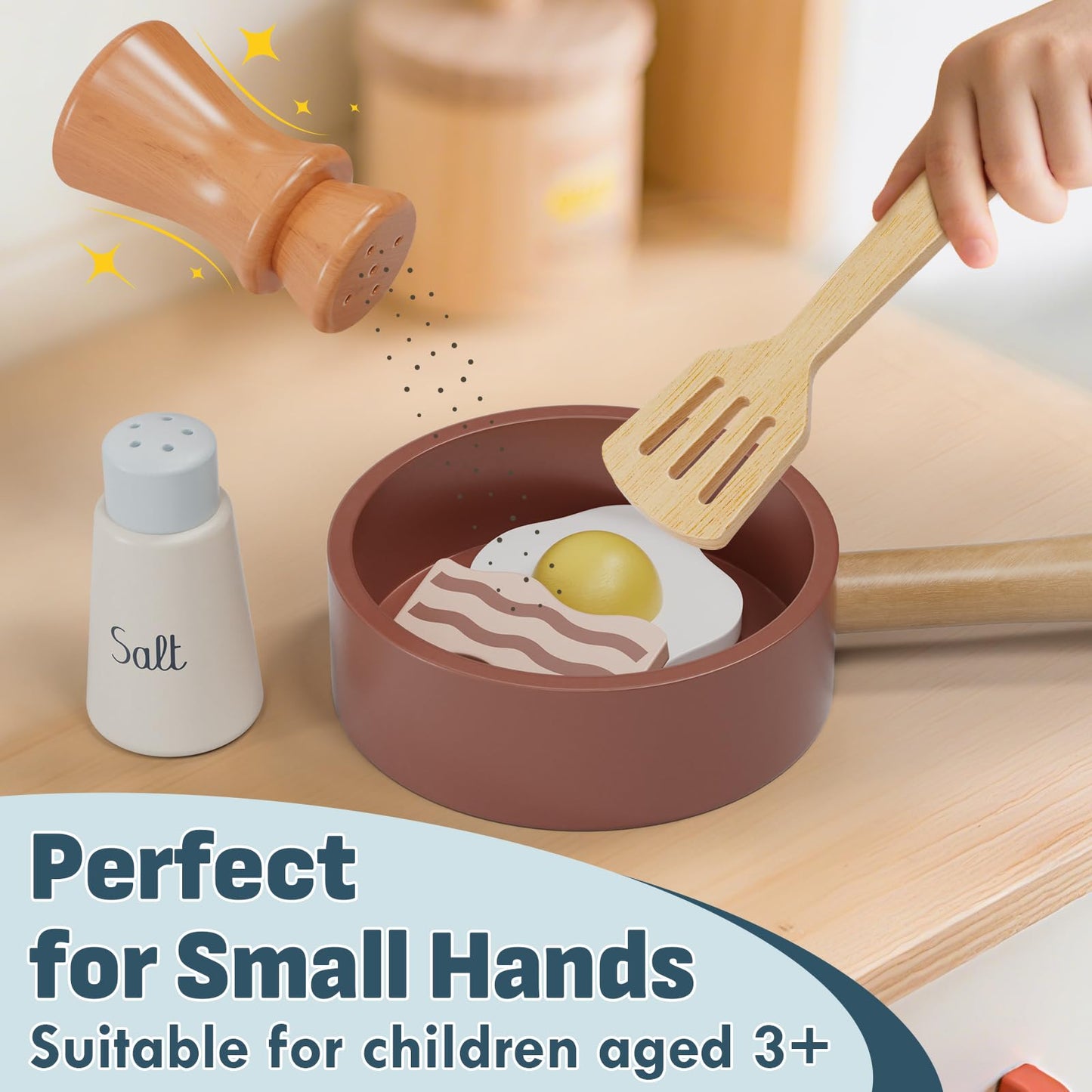 Lehoo Castle Wooden Play Kitchen Accessories, Play Pots and Pans Sets for Kids, Play Food Sets for Kids Kitchen, CookingToys Play Dishes for Toddlers 3-5 Girls