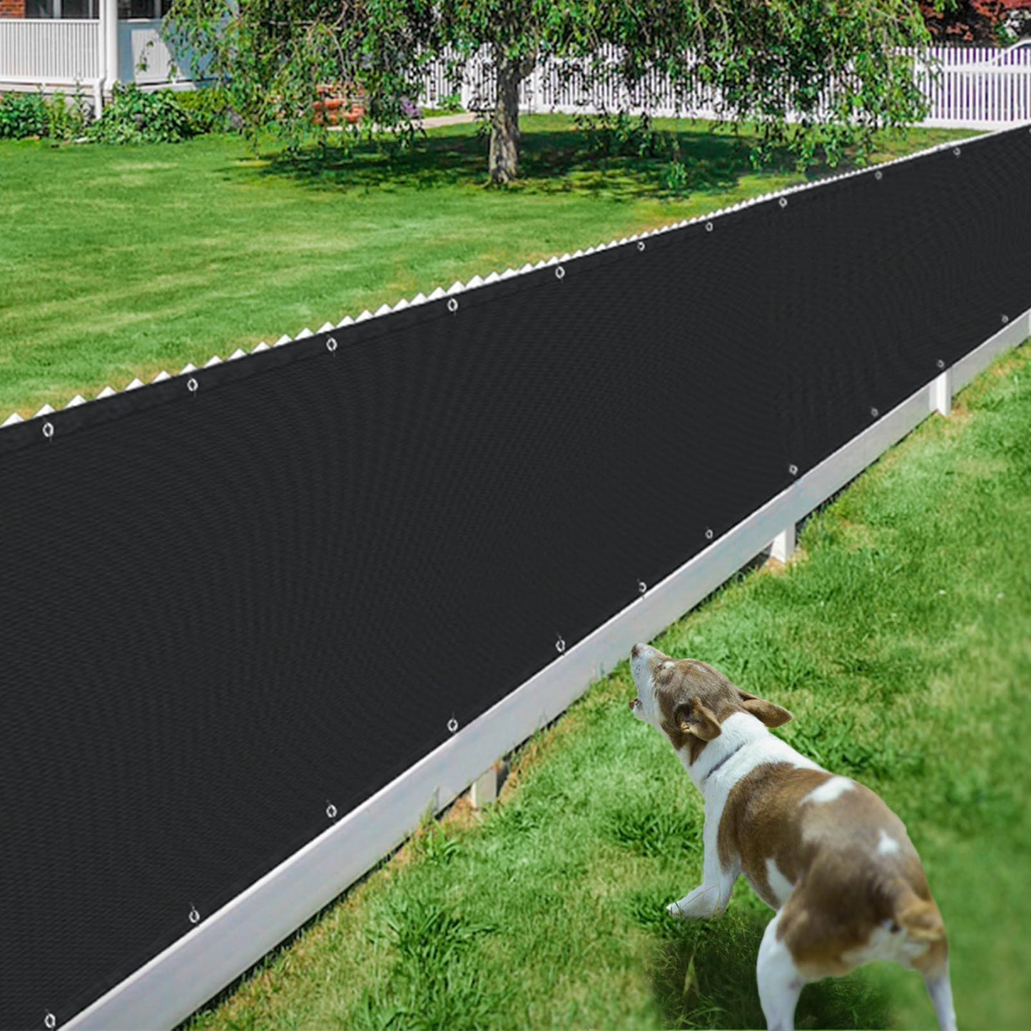 Fence Privacy Screen,4' x 25' Black Heavy Duty Decorative Fences Windscreen Fabric Privacy Screen Covering Chain Link Mesh Fencing Shade Cover for Outdoor Patio, Backyard, Pool, Deck