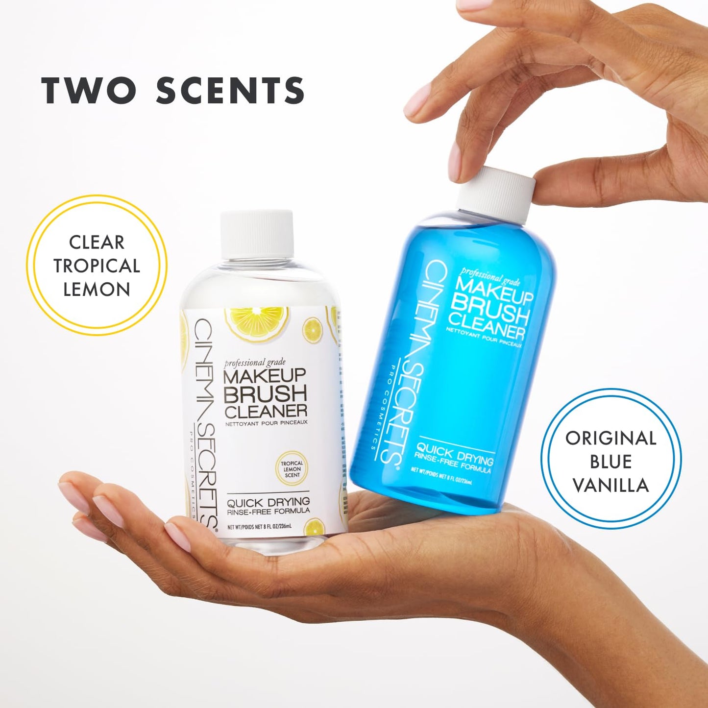 Cinema Secrets Original Makeup Brush Cleaner Solution - Professional Cleanser for Makeup Brushes - Quick-Drying, Rinse-Free Formula - Removes Stubborn Waterproof Make Up - Lemon (32 fl oz)