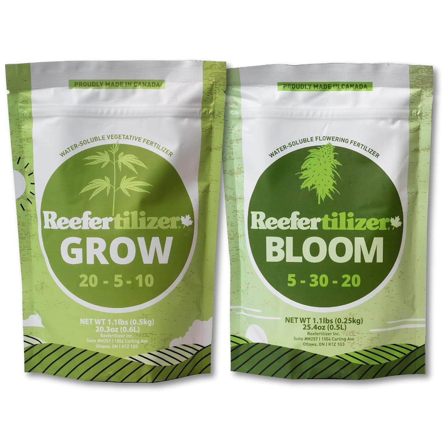 Reefertilizer Grow and Bloom Bundle - Complete Plant Fertilizer System for Vegetative and Flowering Stages - Powder NPK Nutrients with Calcium Magnesium - Plant Food for Soil Coco DWC Hydroponics