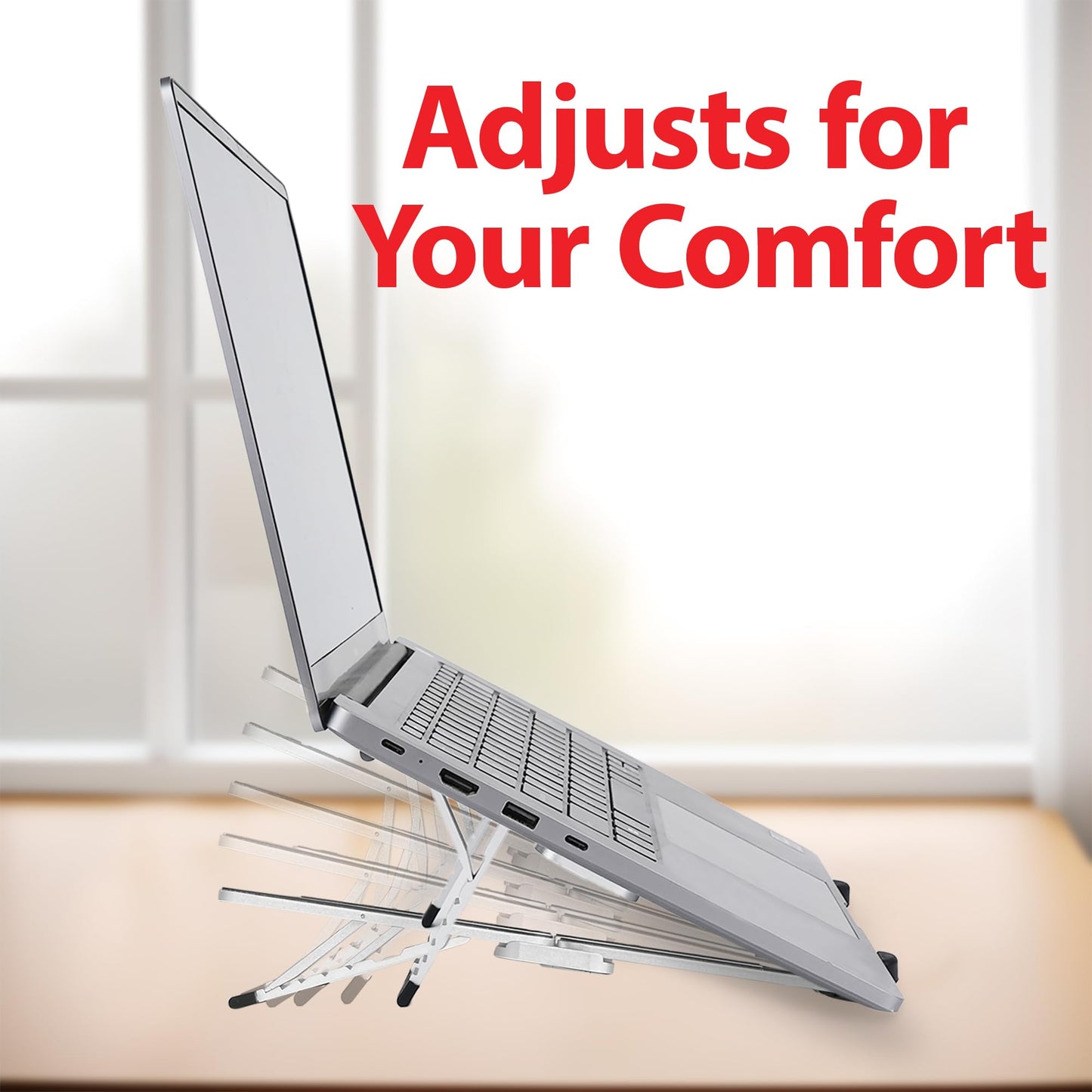 Travel Depot Portable Laptop Stand, Laptop Stand for Desk Ergonomic 6-Levels Angles Adjustable Computer Stand, ABS Laptop Riser Holder Compatible with All Laptops and iPad (10-15.6")