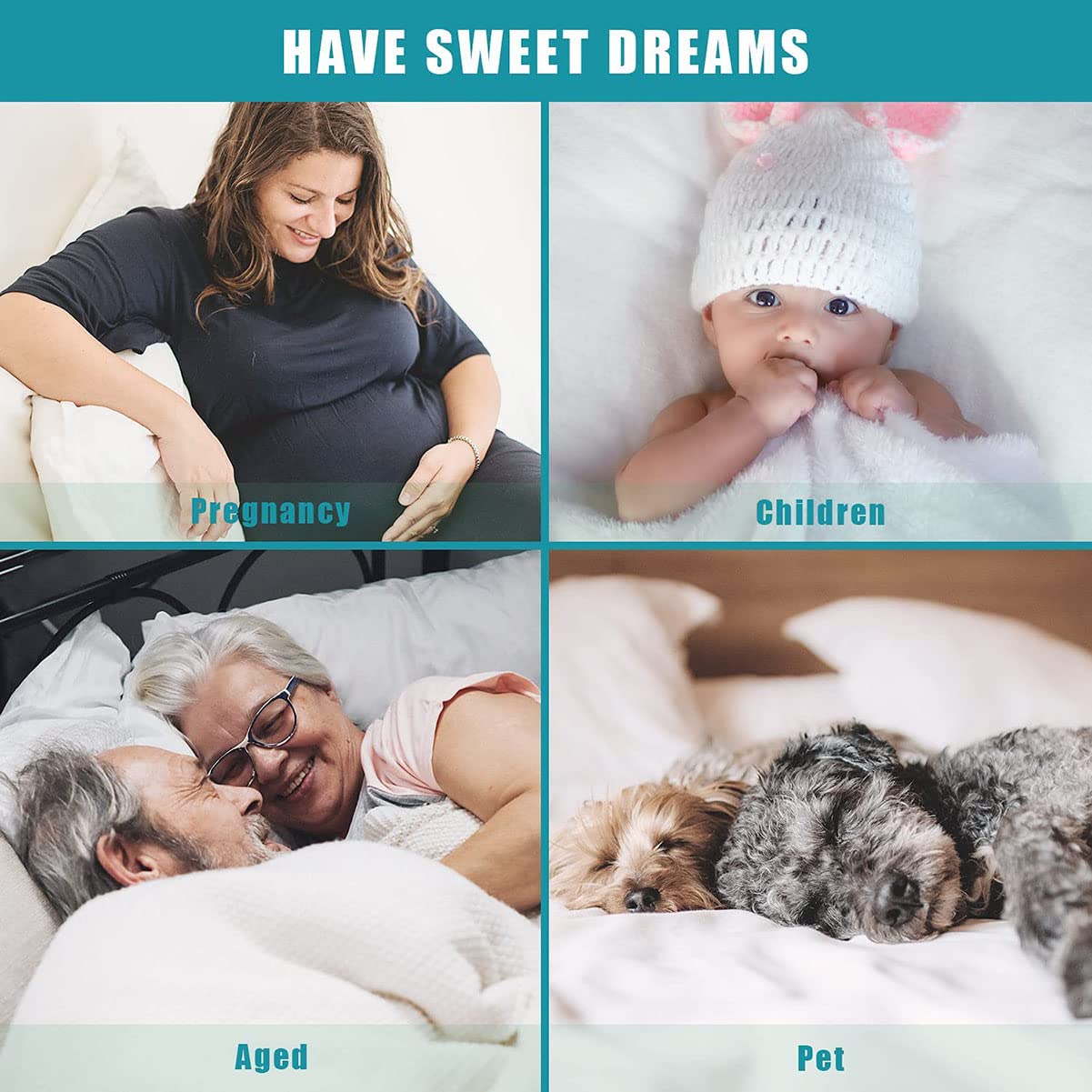 Duvet Protector Waterproof Breathable Reusable White IncontinenceProtector Duvet Cover Double Zipper Protective Multi-use for Babies, Adults and Pets. (White,Queen)