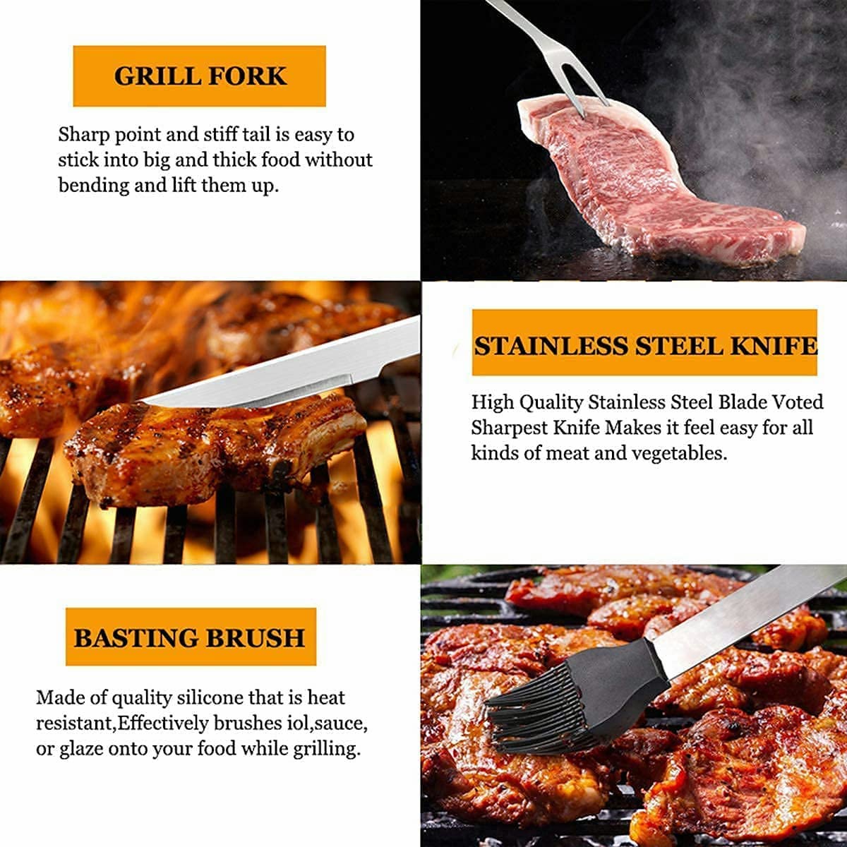 MUJUZE BBQ Accessories,20pcs BBQ Tools Set,Grilling Gifts for Men Dad Fathers Day,Stainless Steel BBQ Tools for Men with Apron,BBQ Utensil Set,Grill Tools Set for Outdoor,Camping,Backyard