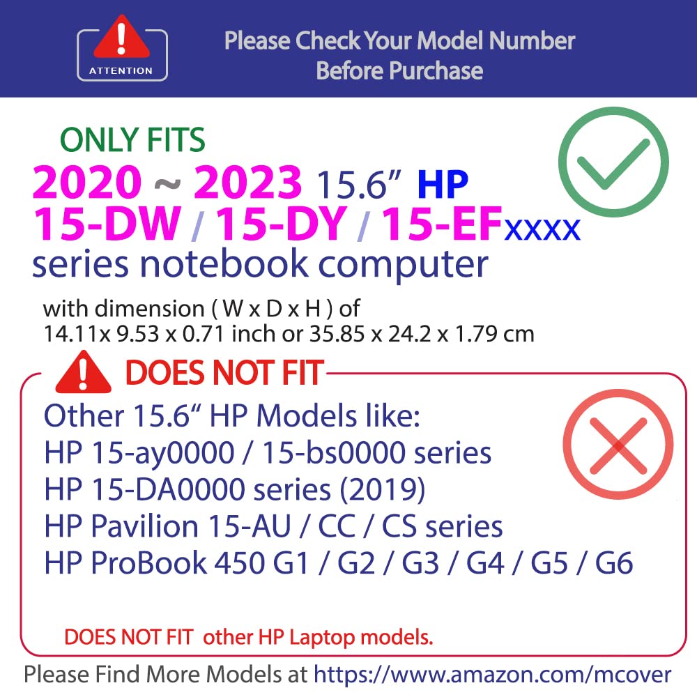 mCover Case Compatible with 15.6-inch Hewlett Packard 15-DYxxxx / 15-EFxxxx / 15-DWxxxx / 15-FCxxxx / 250 G8/G9 Series Notebook PC ONLY (NOT Fitting Any Other Hewlett Packard Models) - Clear