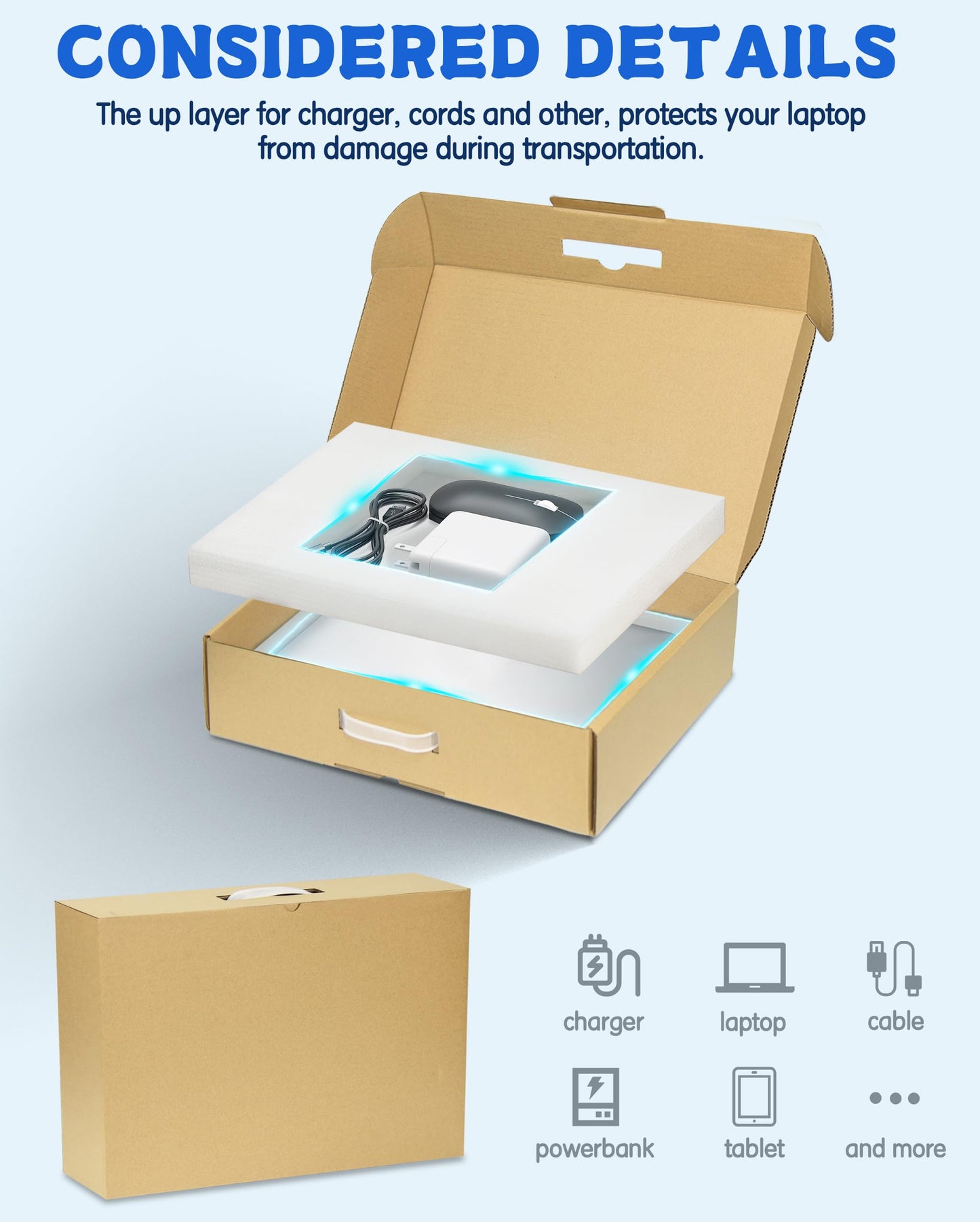 Yutrchey Laptop Shipping Box with Protection Foam for up to 17 Inches Notebook, Cardboard Laptop Box for Shipping, Secure Mailer Box