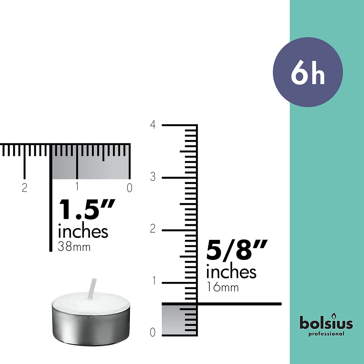 Bolsius Unscented 6 Hour Tea Light Candles Long Burning Wedding Party Tea Lights 100 in Bag (White)