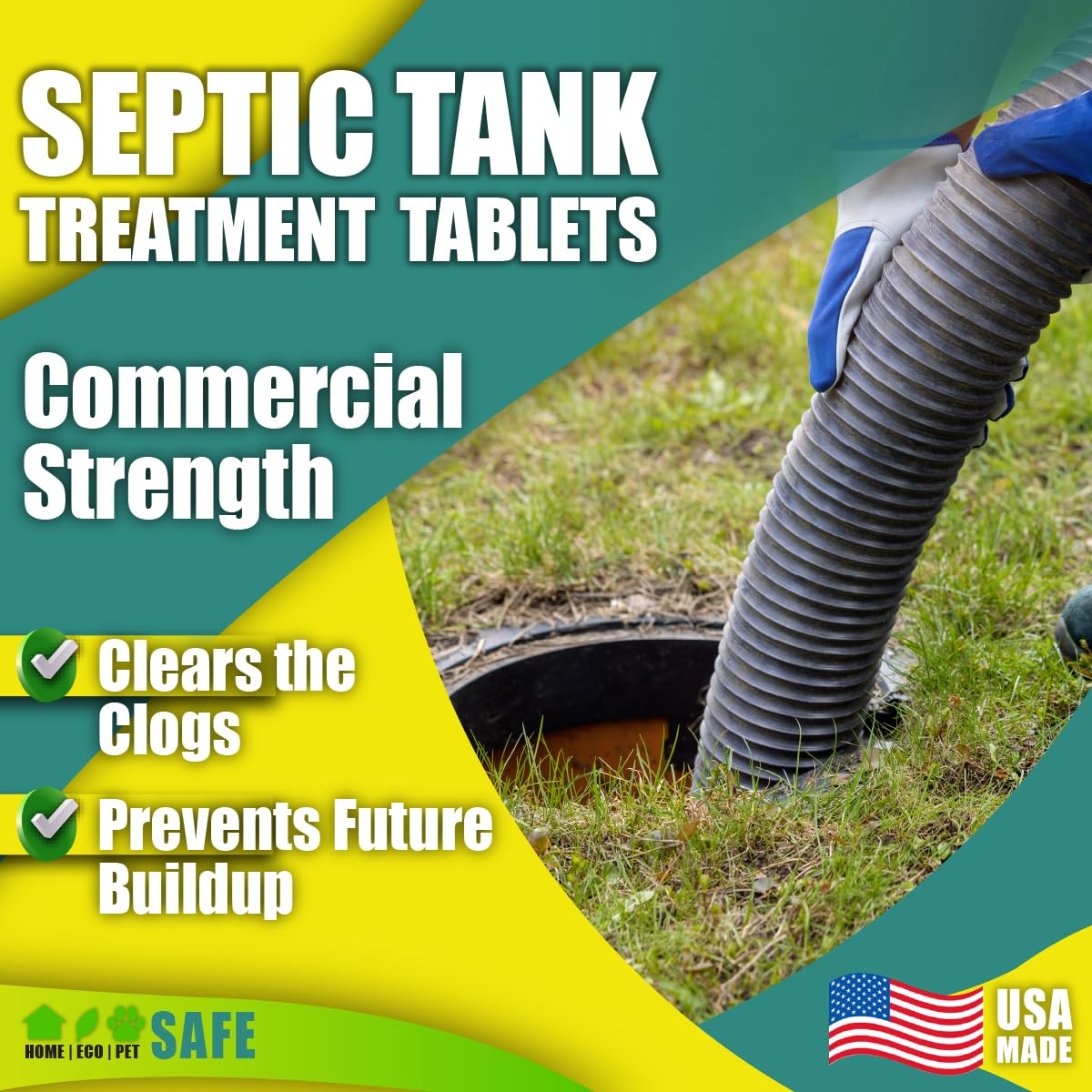 GREEN PIG Septic Tank Treatment Pods- Aids in the Breakdown of Septic Waste to Prevent Backups, Easy Flush Cleaner, 1-year supply, 6 Pods, 52C Live Tank Treatment