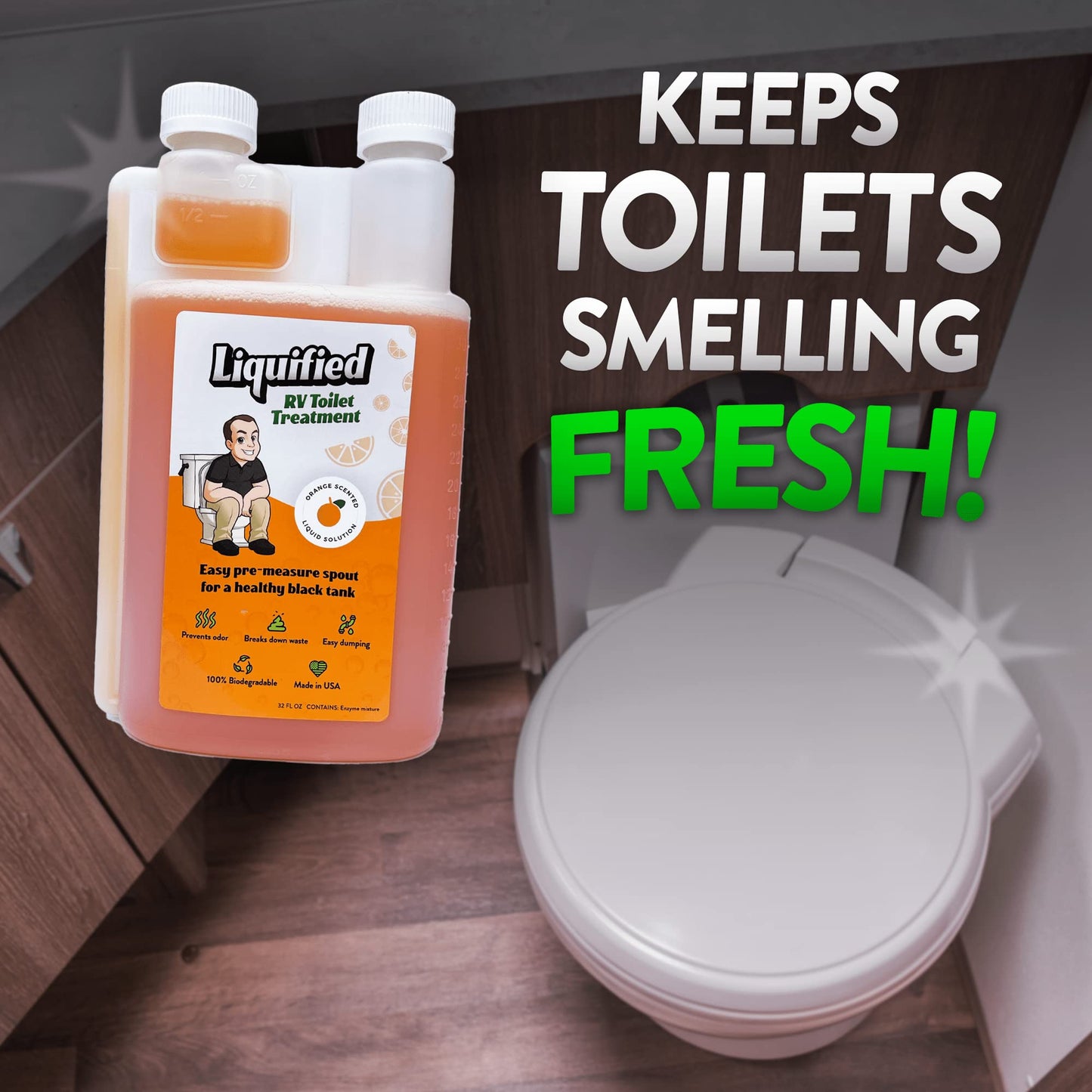Liquified RV Toilet Treatment - Black Holding Tank Digester - Odor Eliminator - Orange Scent - Matts RV Reviews (Orange, 946ml)
