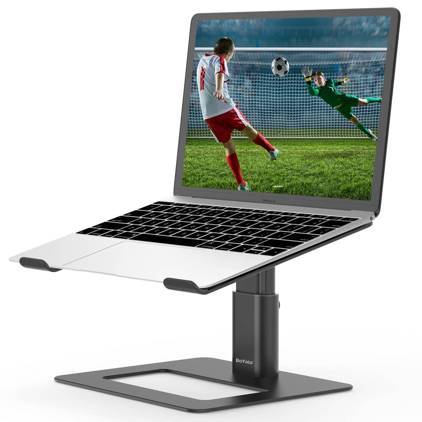 BoYata Laptop Stand, Ergonomic Aluminum Height Adjustable Computer Stand Laptop Holder for Desk, Compatible with MacBook Pro/Air, Dell, Lenovo, HP, Samsung, More Laptops 11-17" (Black)