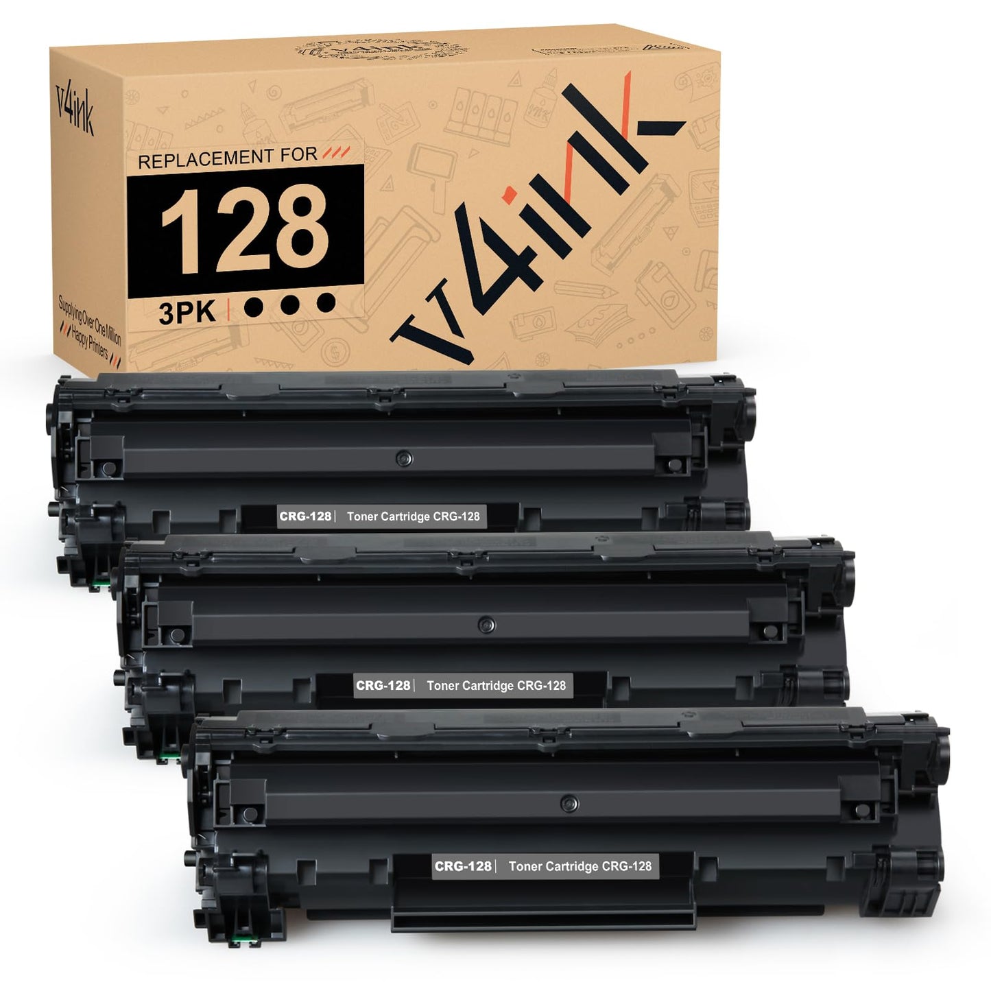 V4INK 3 Pack Compatible Canon 128 Toner CE278A 78A Toner Cartridge for Canon imageclass D550 D520 MF4770n MF4570dw FaxPhone L100 L190, MF4770N MF4450, LaserJet P1606dn P1566 P1560 M1536dnf