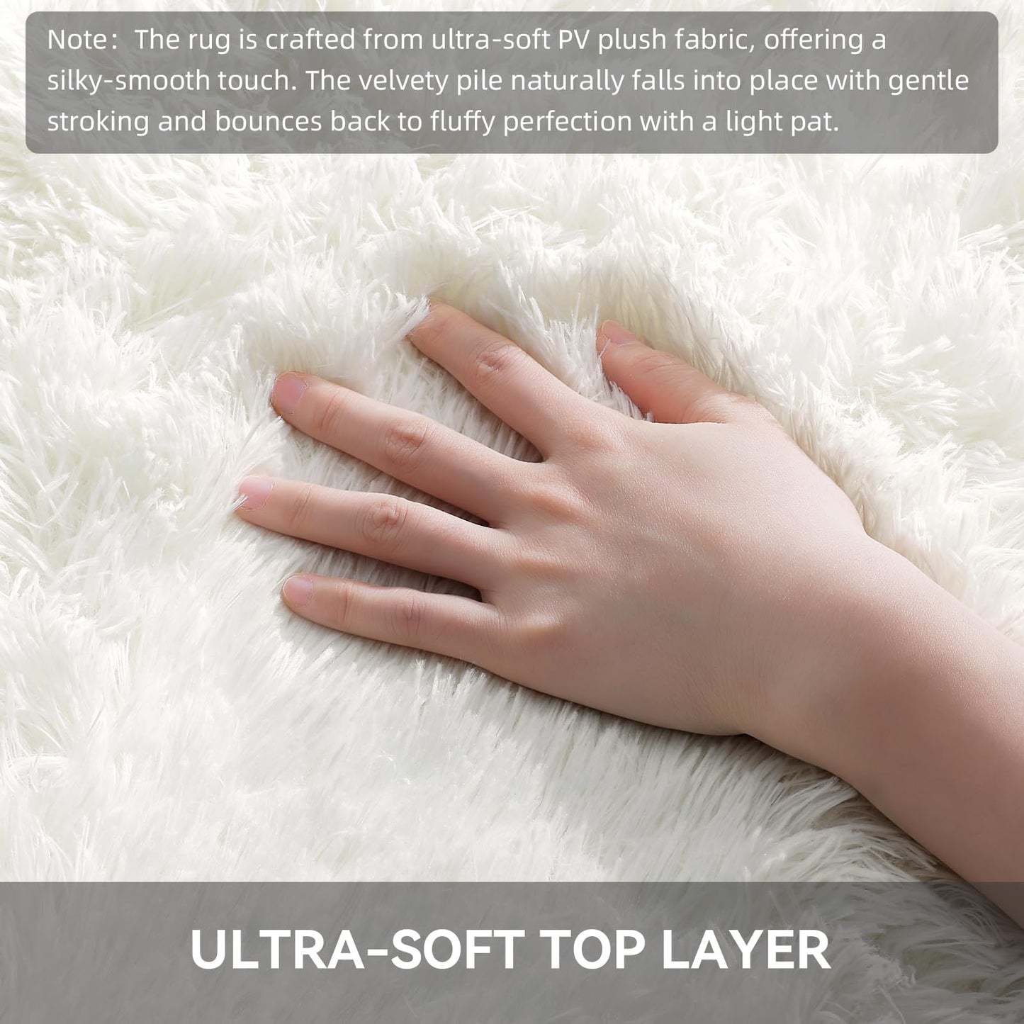 OLANLY Fluffy Area Rug for Living Room Bedroom, 6x9 Feet Soft Shaggy Non-Slip Carpet, Indoor Modern Plush Area Rugs for Kids Girls and Boys, Dorms, Nursery Rooms, Home Decor, Cream White