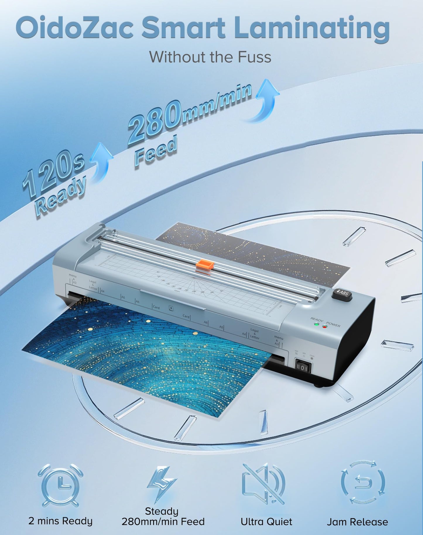 13 Inch Laminator Machine, 11 x 17 Auto Feed Thermal & Cold Laminating Machine with 20 Sheets, Cutter & Corner Rounder for Photos, Letter to Legal, Home Office School, Personal & Commercial (Blue)