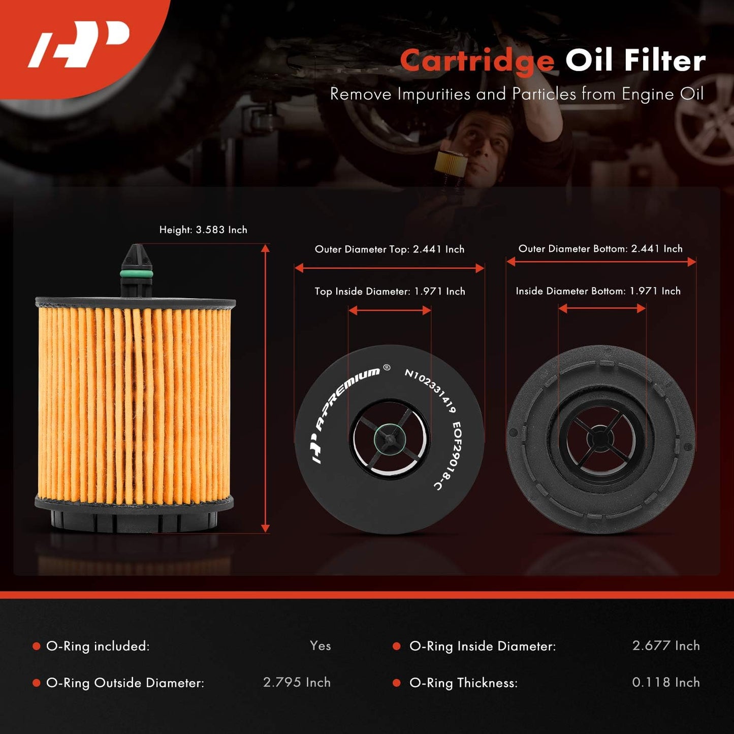 A-Premium 4-PC 10K Miles Protection Oil Filter Compatible with Chevrolet Equinox, Impala, Captiva Sport, HHR, Cobalt, Classic, Cavalier & Buick & Saab & GMC & Oldsmobile & Pontiac & Saturn & Fisker