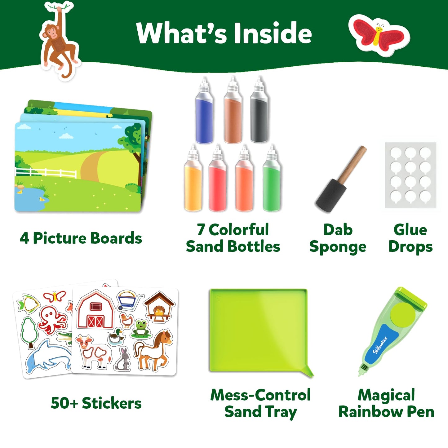 Skillmatics Sand Art Activity - Mess-Controlled DIY Animal Craft Kit with 50+ Colorful Stickers, Creative Arts & Crafts for Kids, Fun Hands-On Activity, Gifts for Ages 4, 5, 6, 7, 8, 9, 10