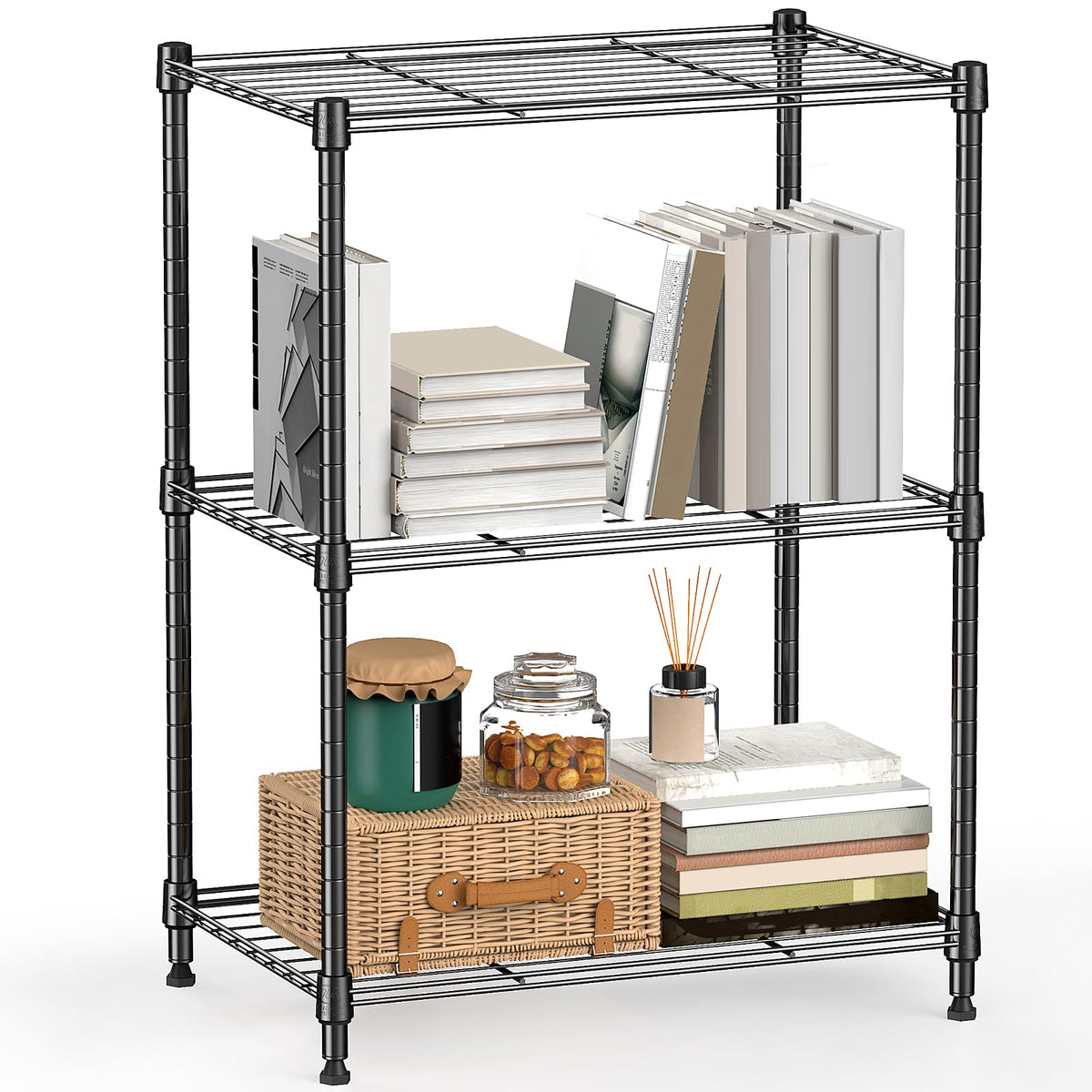 MZG 450 lbs Steel Storage Shelving 3-Tier Utility Shelving Unit Steel Organizer Wire Rack for Home,Kitchen,Office 30 D x 45 W 67 H (cm)